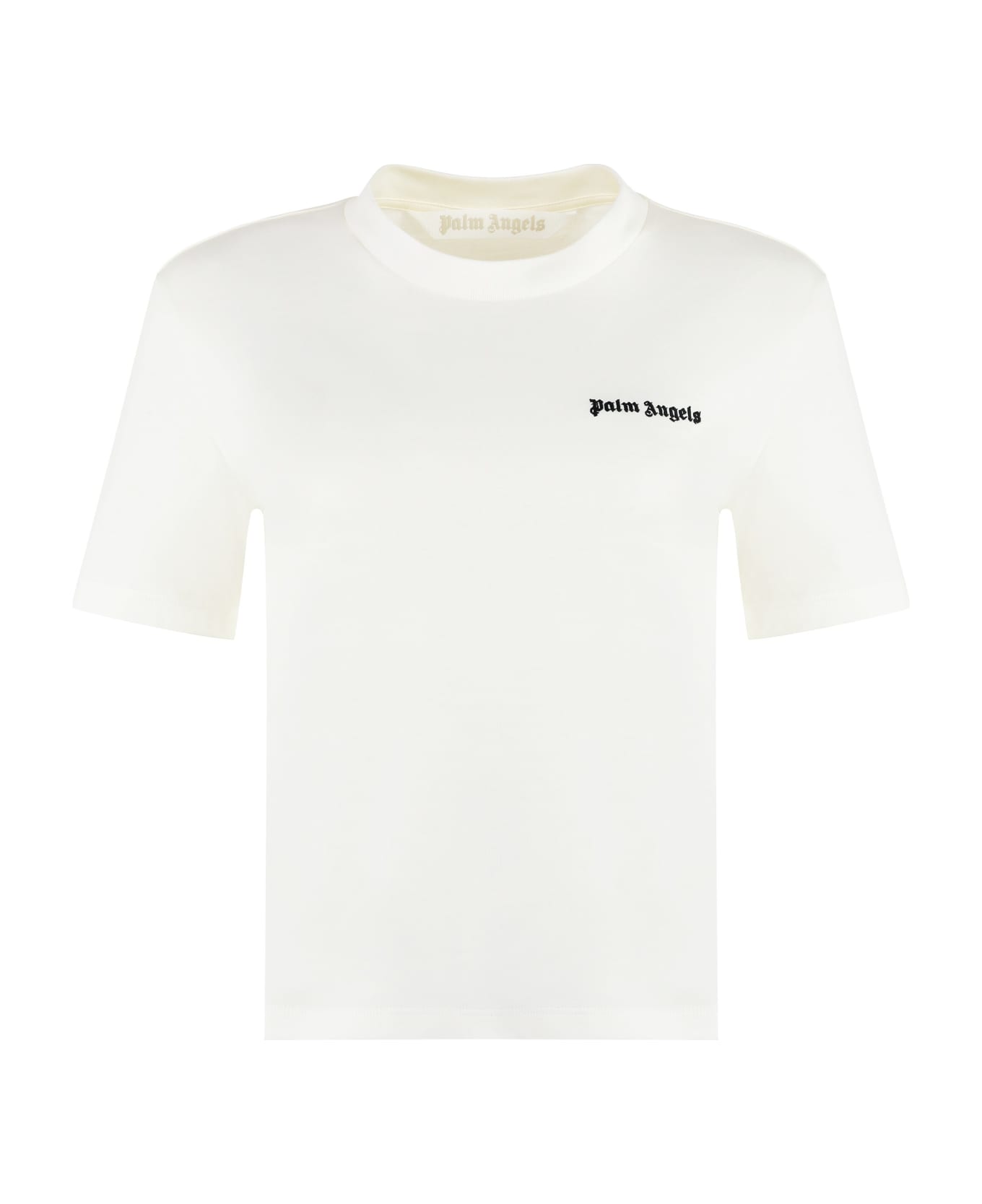 Palm Angels Cotton Crew-neck T-shirt - OFF WHITE BLACK (White)