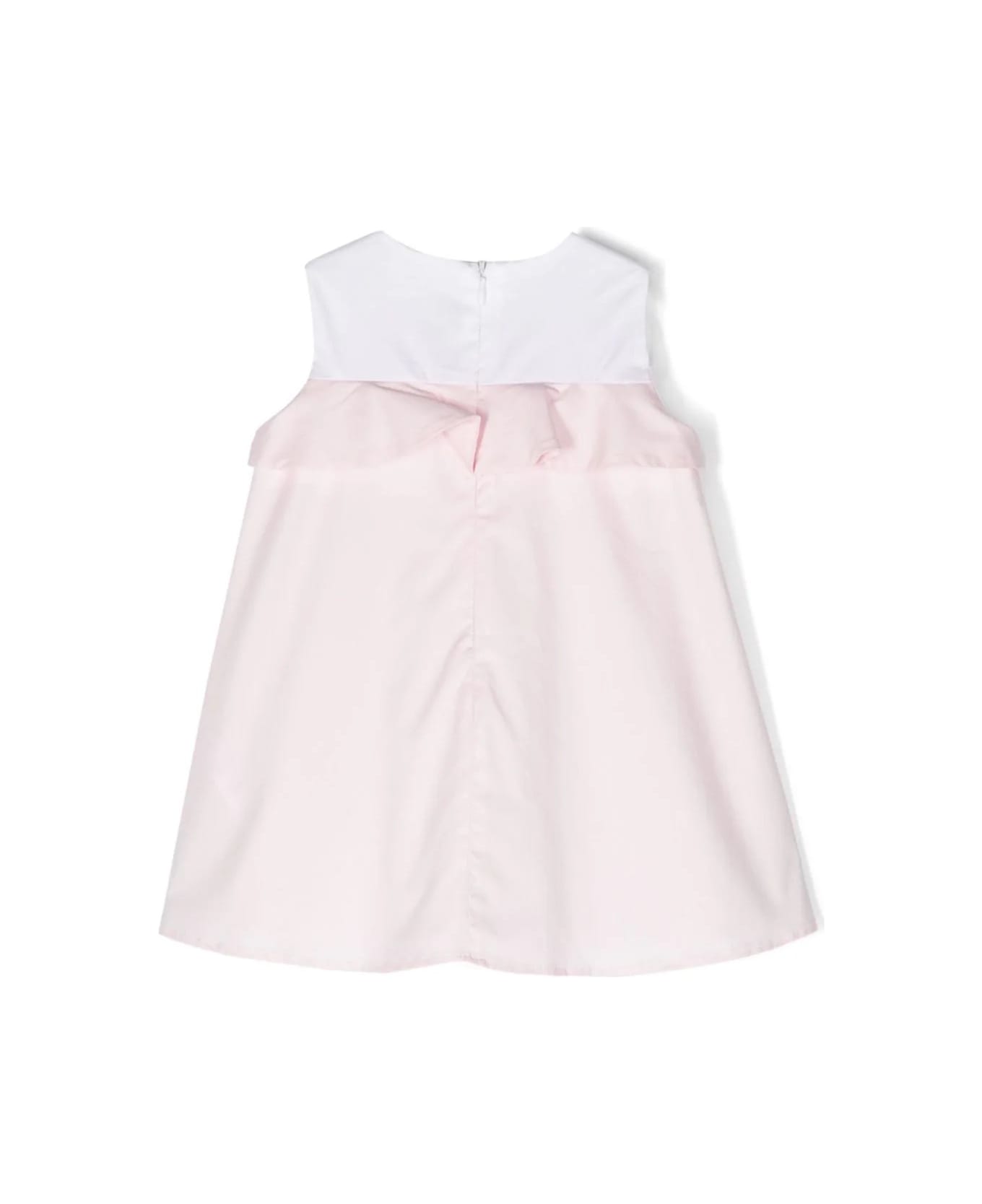 Il Gufo White And Pink Stretch Poplin Sleeveless Dress - Pink