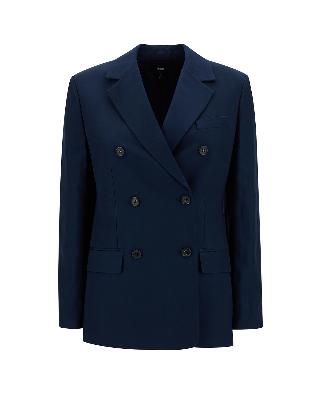 Theory Blue Double-breasted Jacket With Notched Revers In Viscose Woman - Blu ブレザー