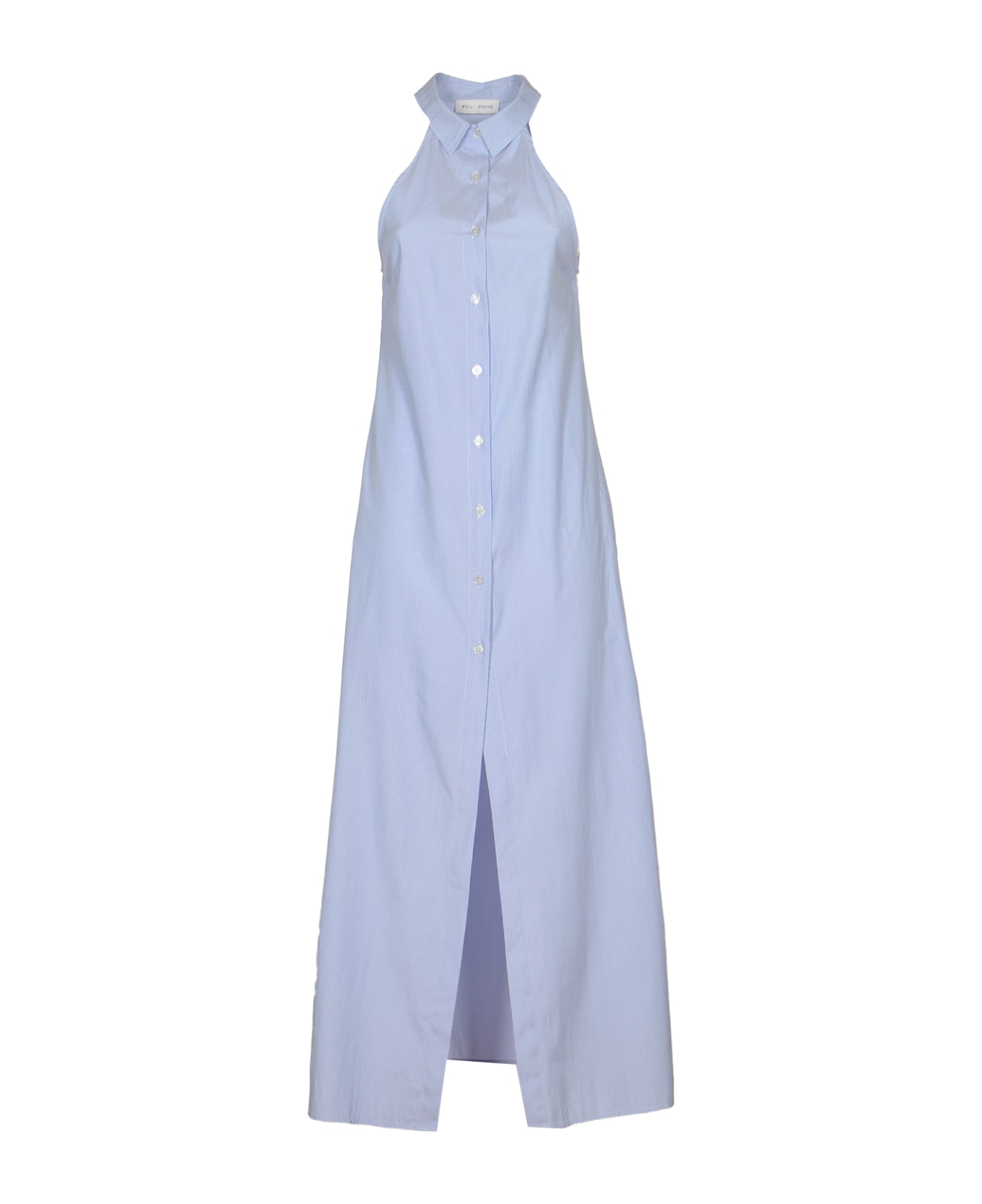 Weili Zheng Sleeveless Long Stripe Shirt Dress - Blue Mini stripes