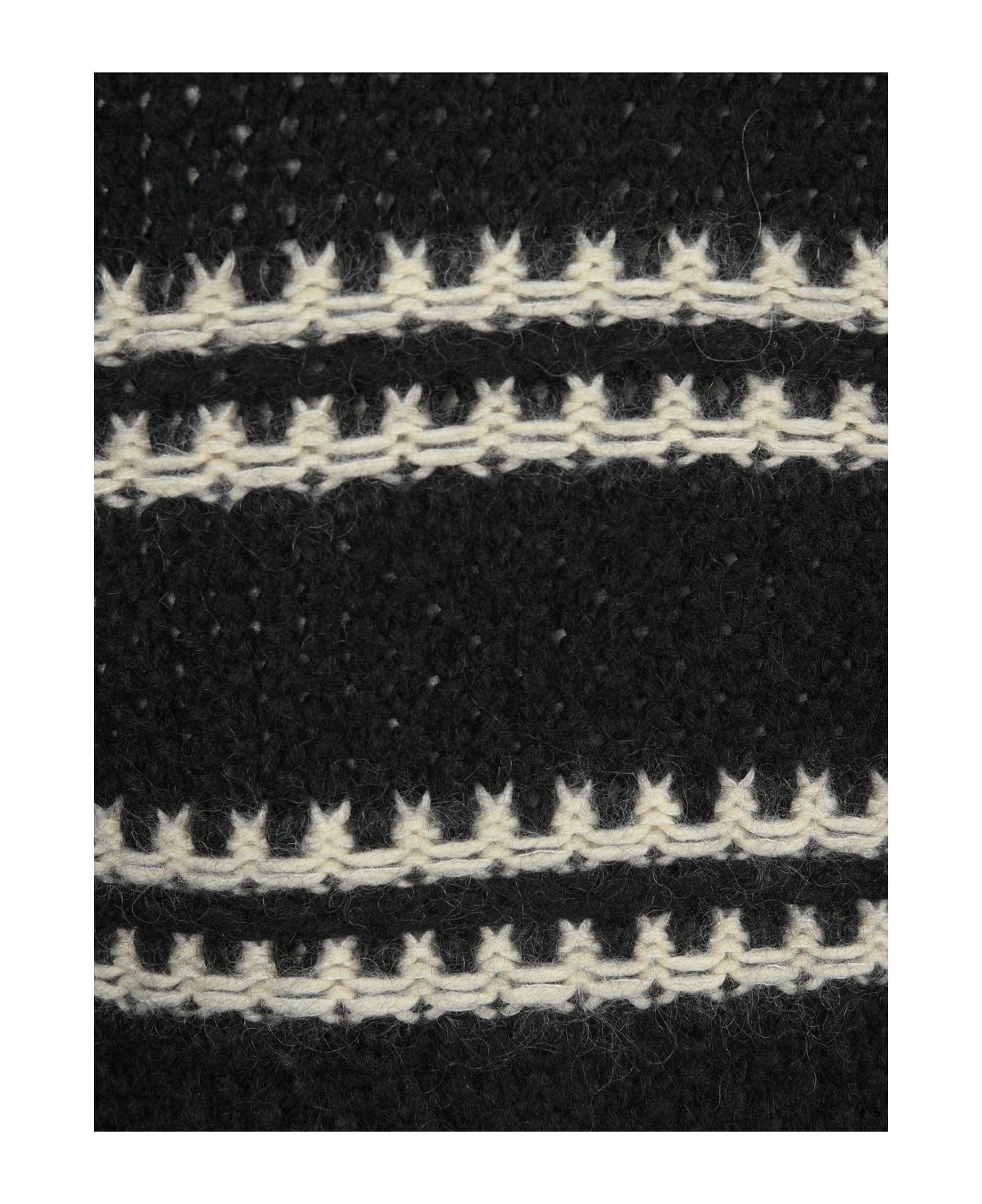 Saint Laurent Striped Turtleneck Knit Jumper - BLACK