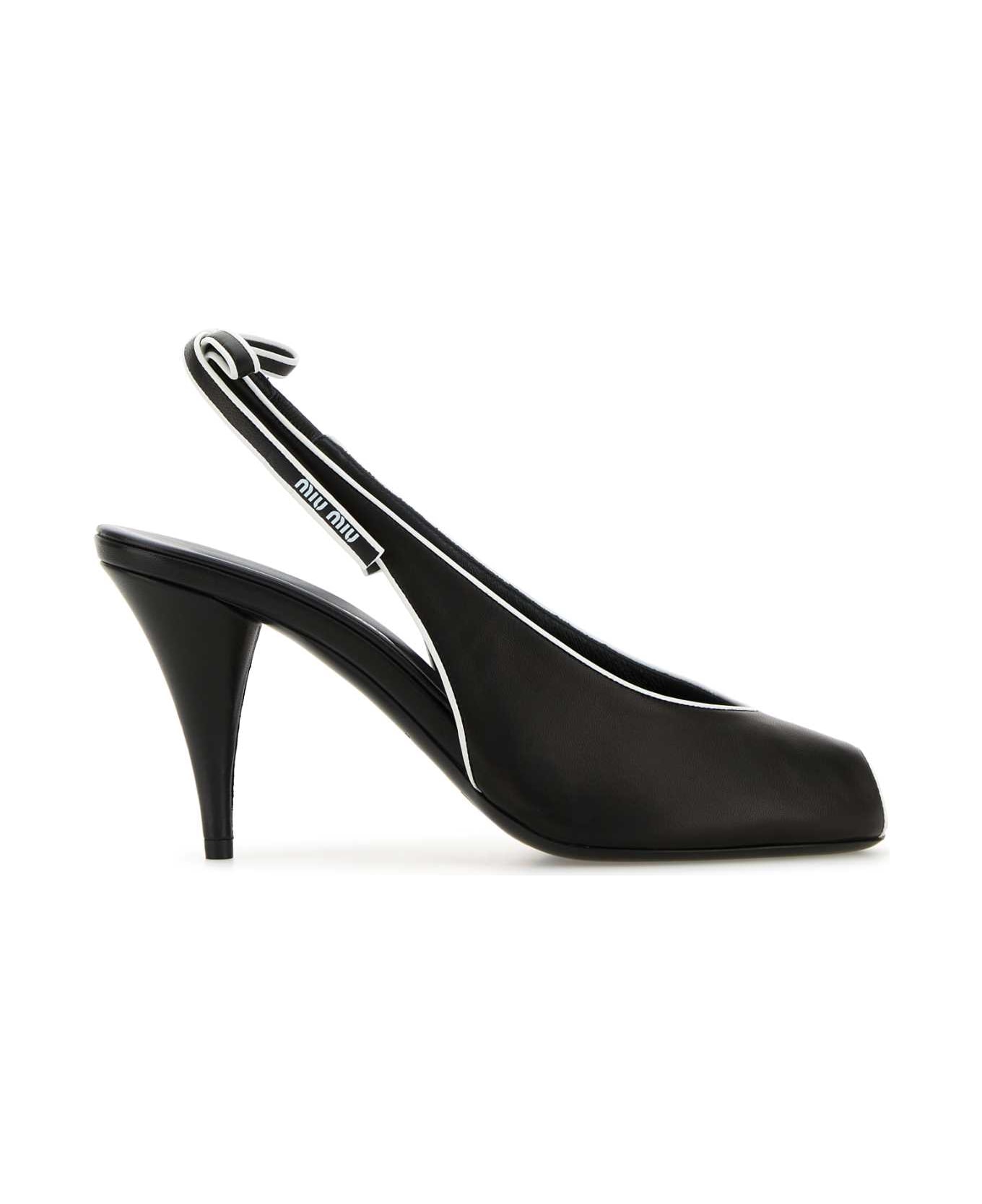 Miu Miu Black Nappa Leather Sandals - NEROBIANCO