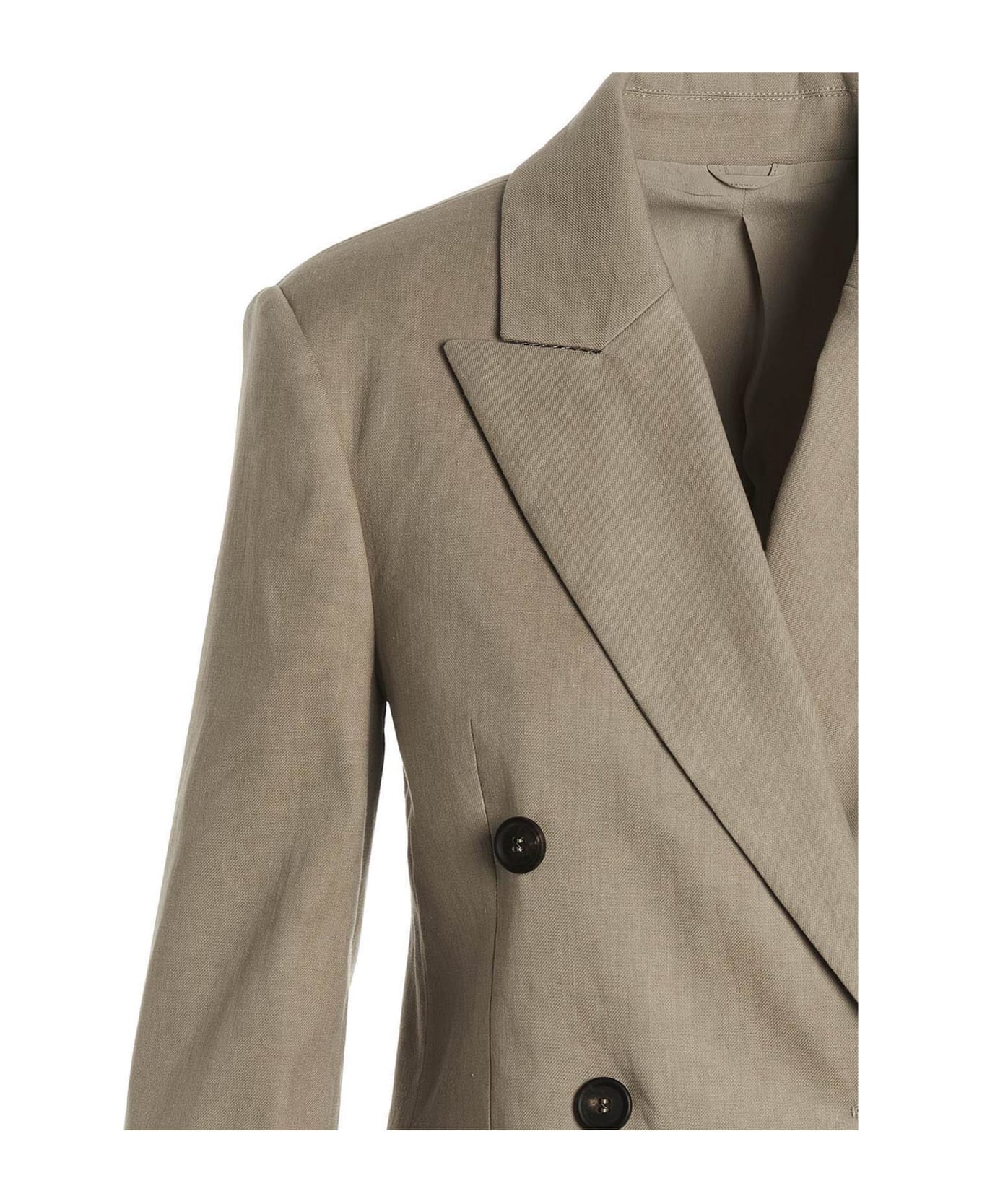 Brunello Cucinelli Double Breast Linen Blazer Jacket - Beige