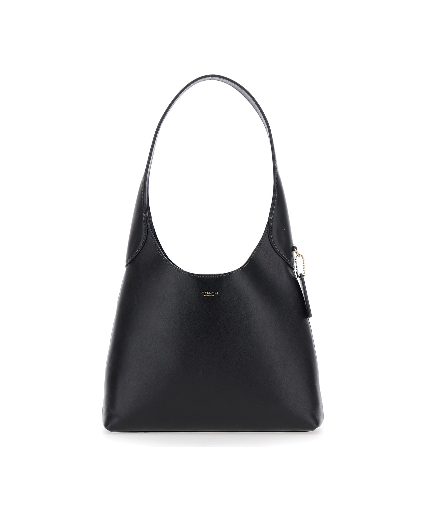 Coach 'brooklyn Small' Black Shoulder Bag With Logo Lettering On The Front In Leather Woman - Black