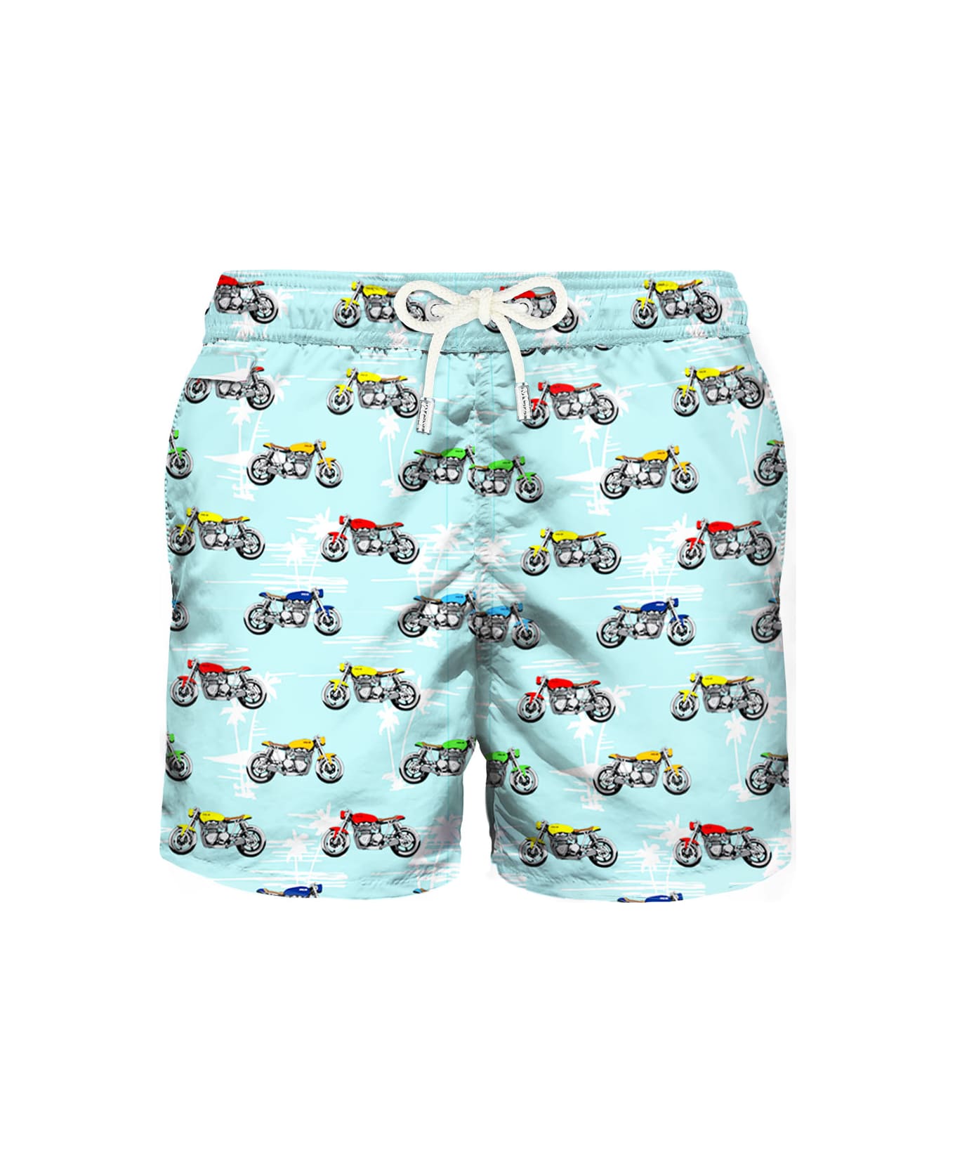 MC2 Saint Barth Light Fabric Swim Shorts Motorbike Print - GREEN