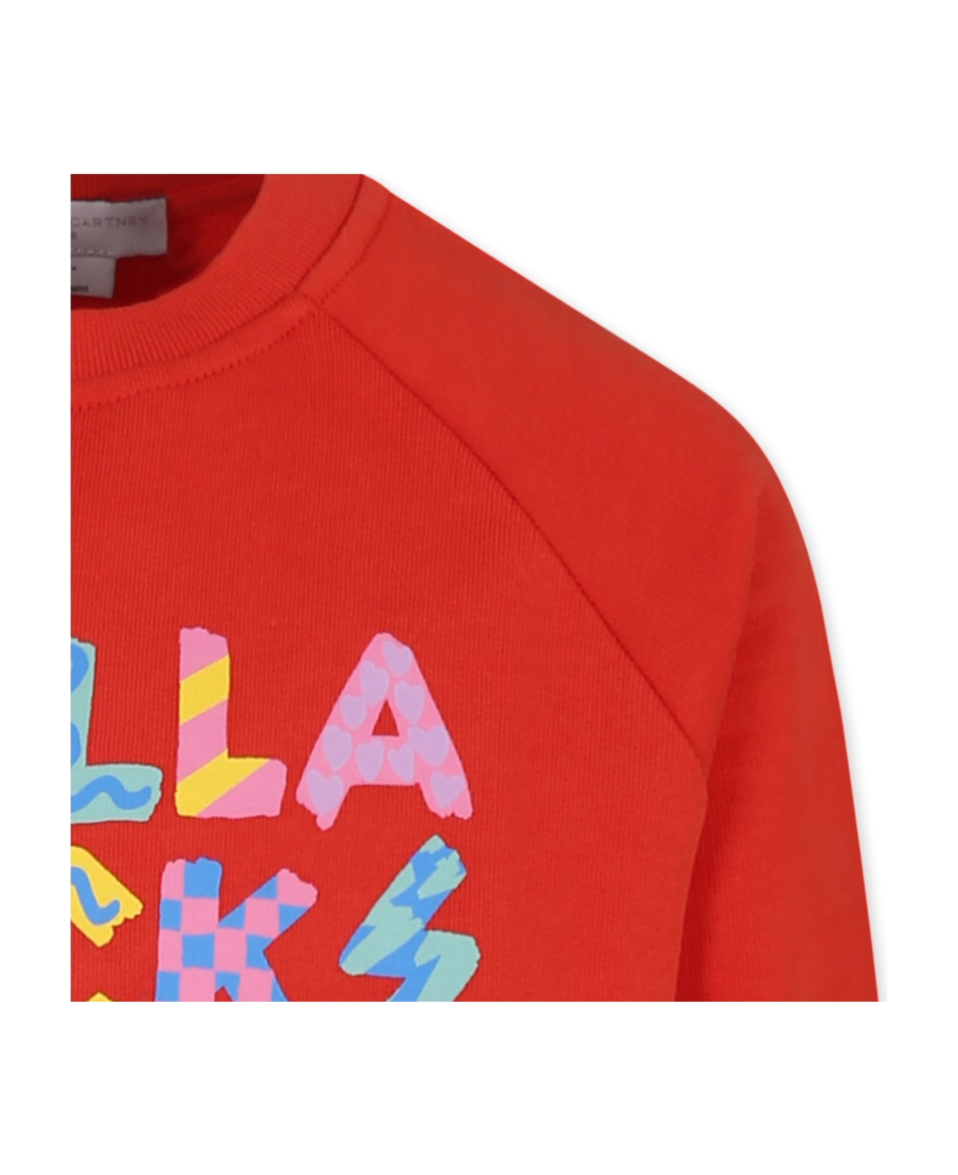 Stella McCartney Kids Red Cropped Sweatshirt For Girl With Logo - Red