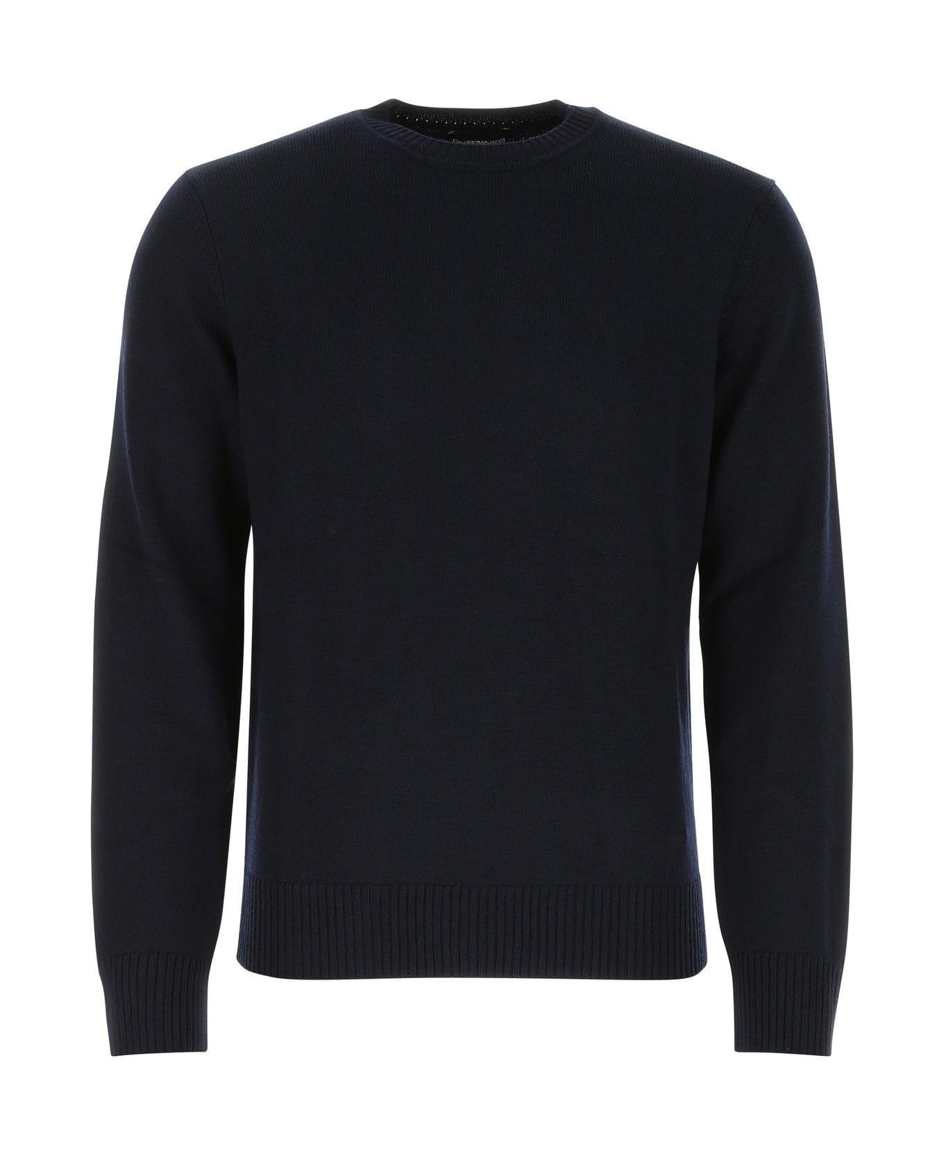 Emporio Armani Midnight Blue Wool Sweater - Blue