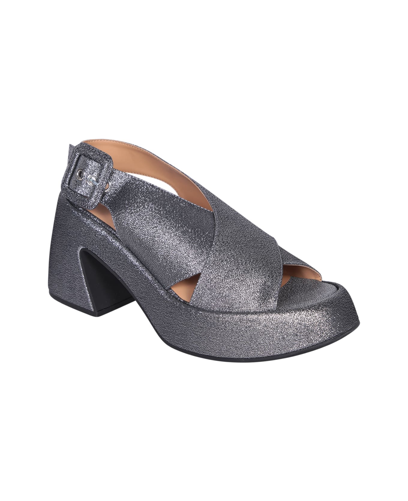 Ganni Silver Platform Sandals - Metallic サンダル