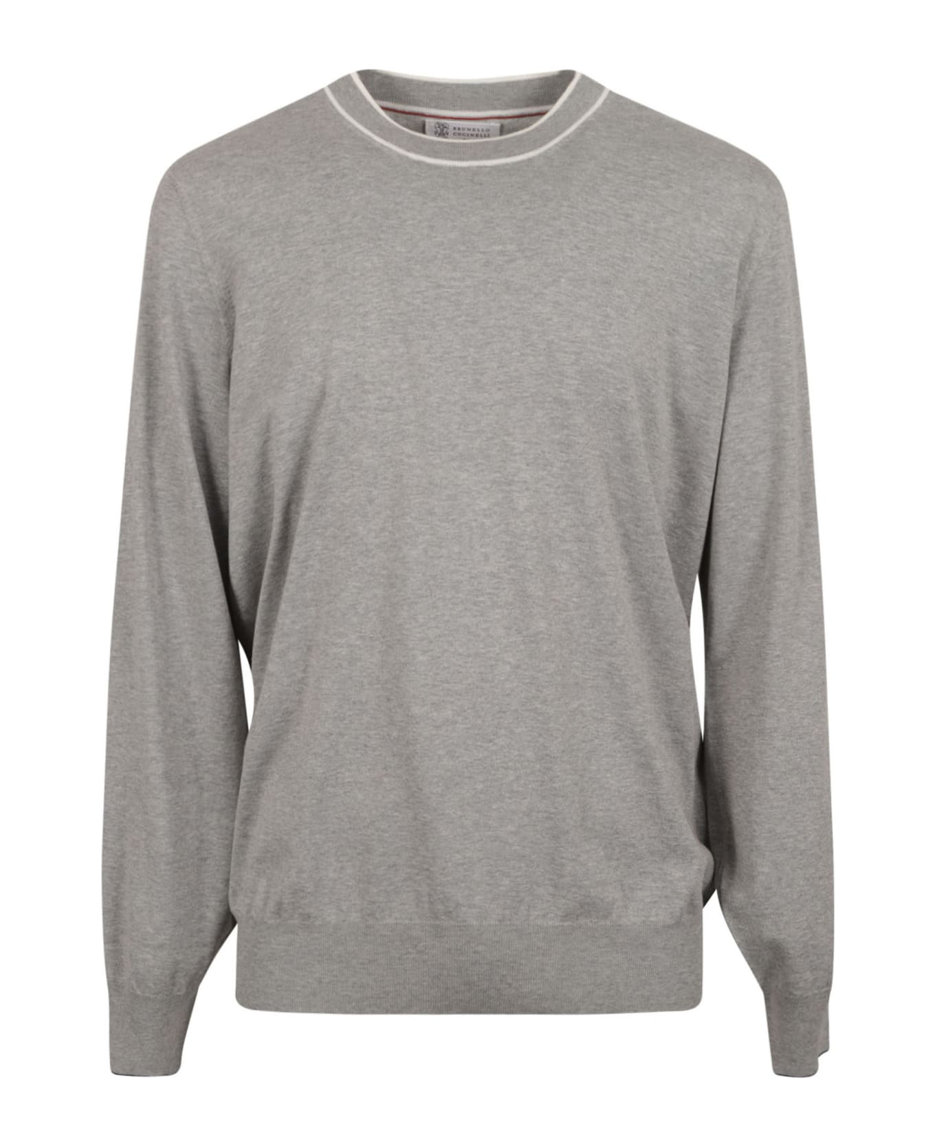 Brunello Cucinelli Rib Trim Plain Sweatshirt - Grey Chiaro フリース