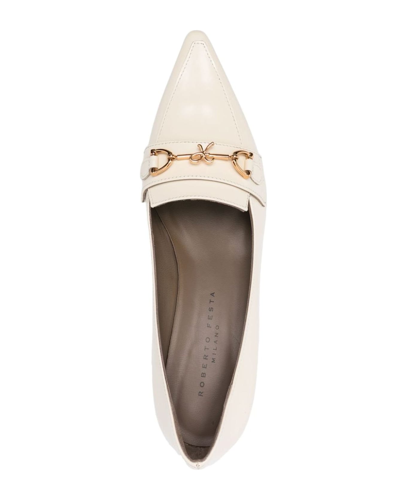 Roberto Festa Cream White Calf Leather Lekke Pumps - White