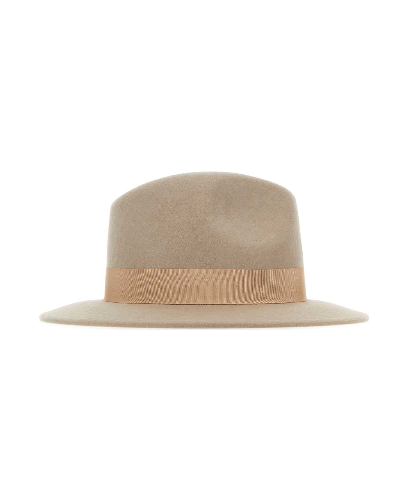 Borsalino Cappuccino Velour Hat - BEIGE