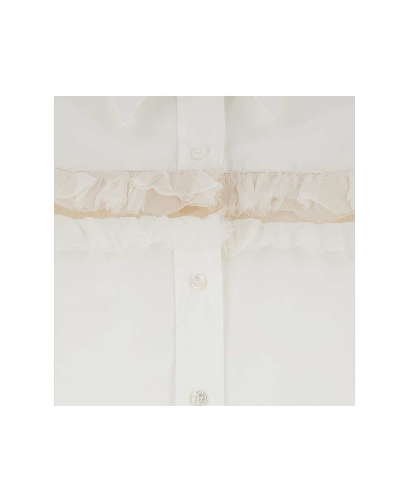 Alexander McQueen White Oversized Shirt With Pointed Collar And Creponne Carvings In Cotton Poplin Woman - White