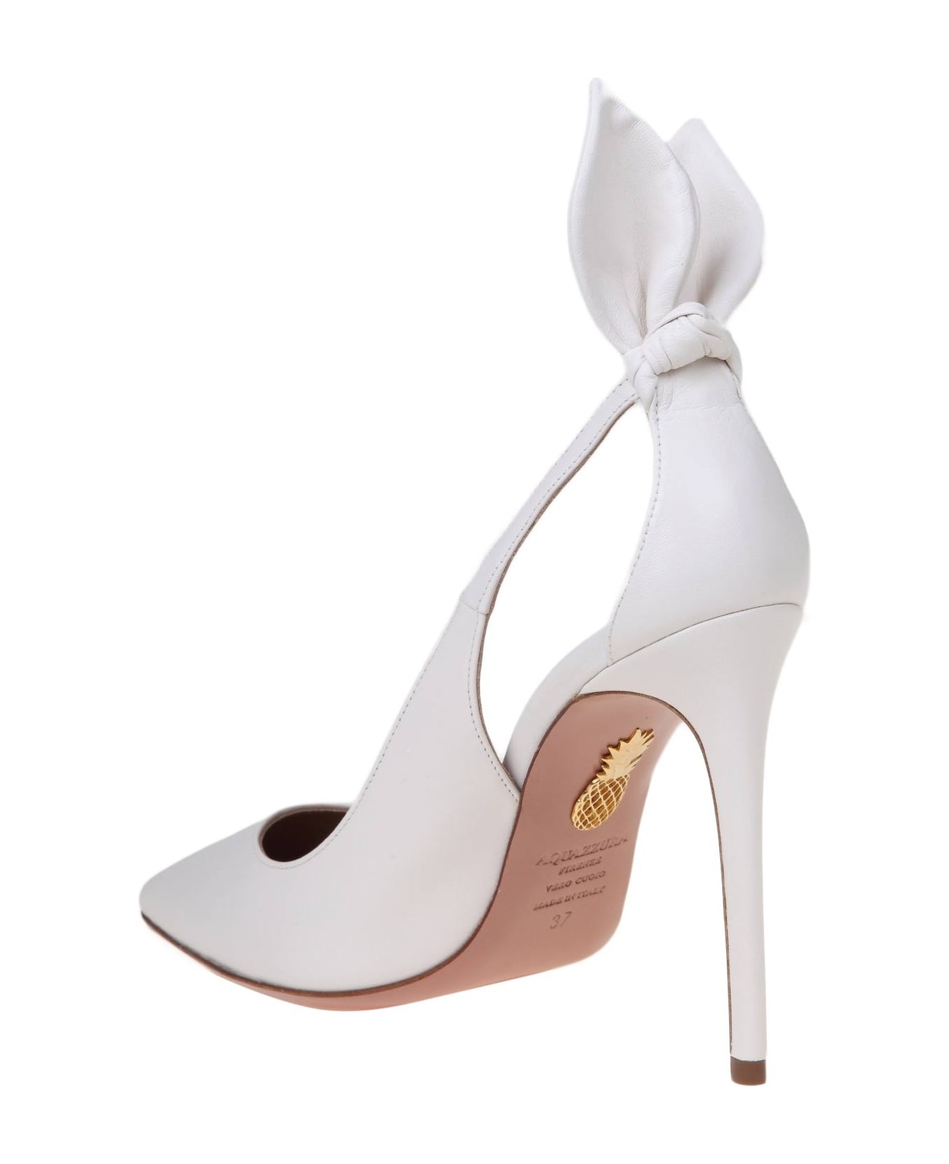 Aquazzura Bow Tie Pump 85 In White Leather - White