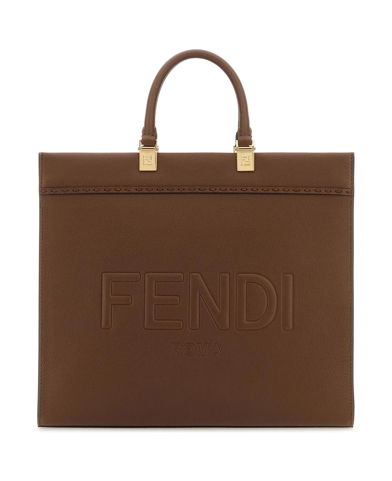 Fendi Brown Leather Medium Sunshine Shopping Bag - Gianduia Os トートバッグ
