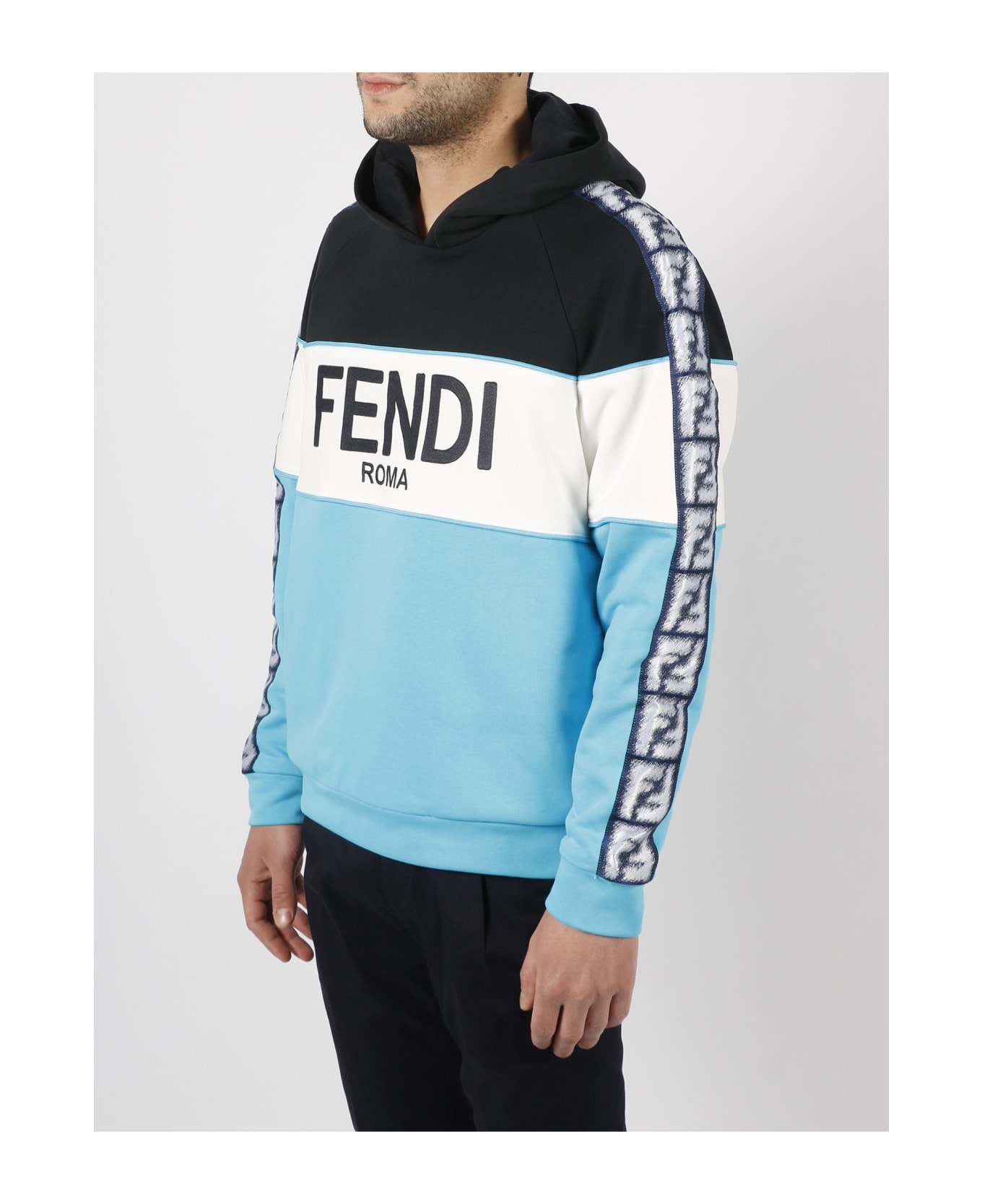Fendi Logo Jersey Hoodie - NAVY