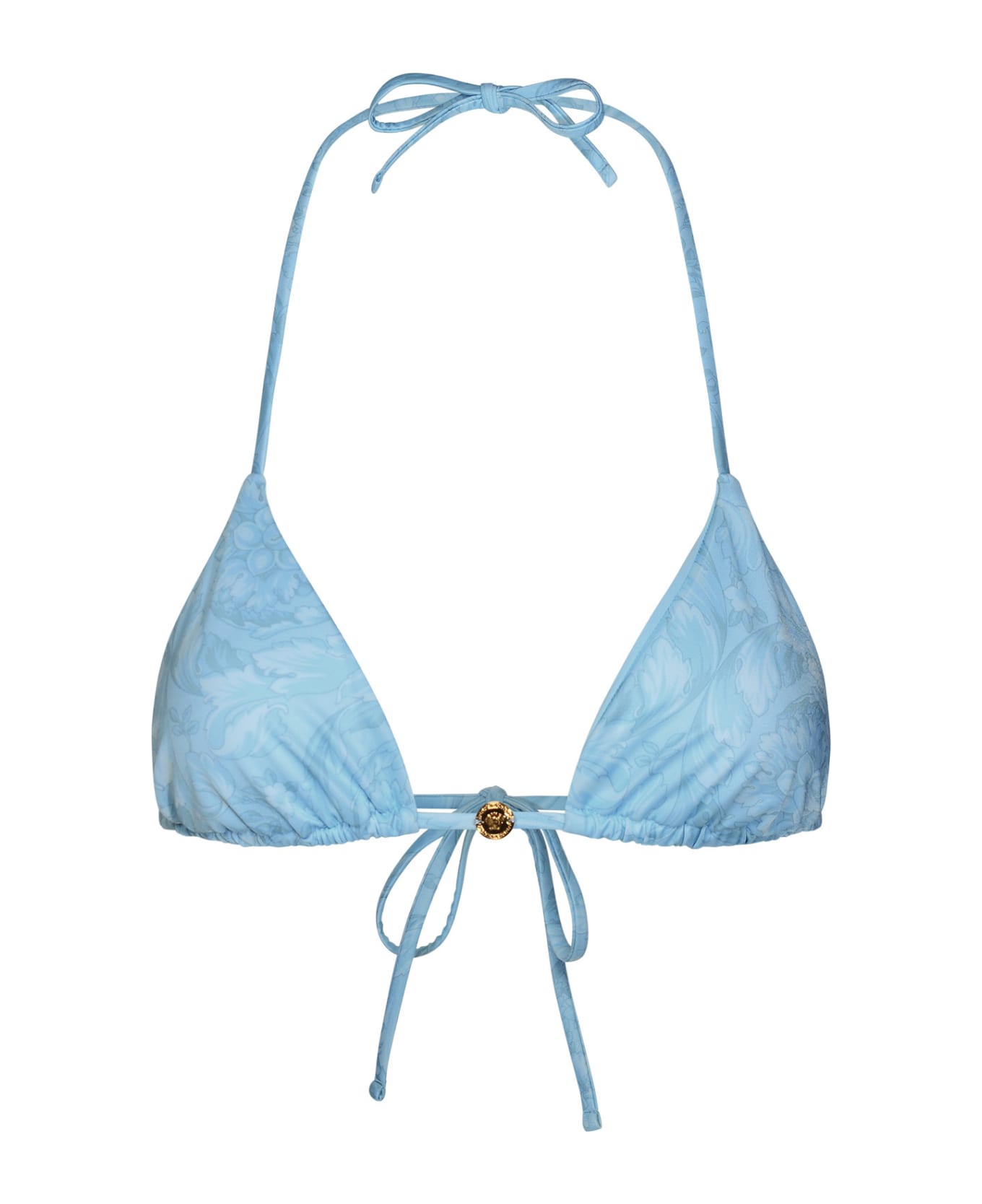 Versace 'barocco' Light Blue Polyester Blend Bikini Top - Light Blue