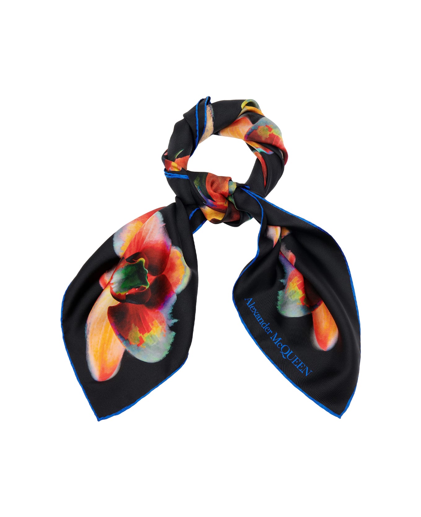 Alexander McQueen Black And Red Orchid Scarf - Nero スカーフ＆ストール