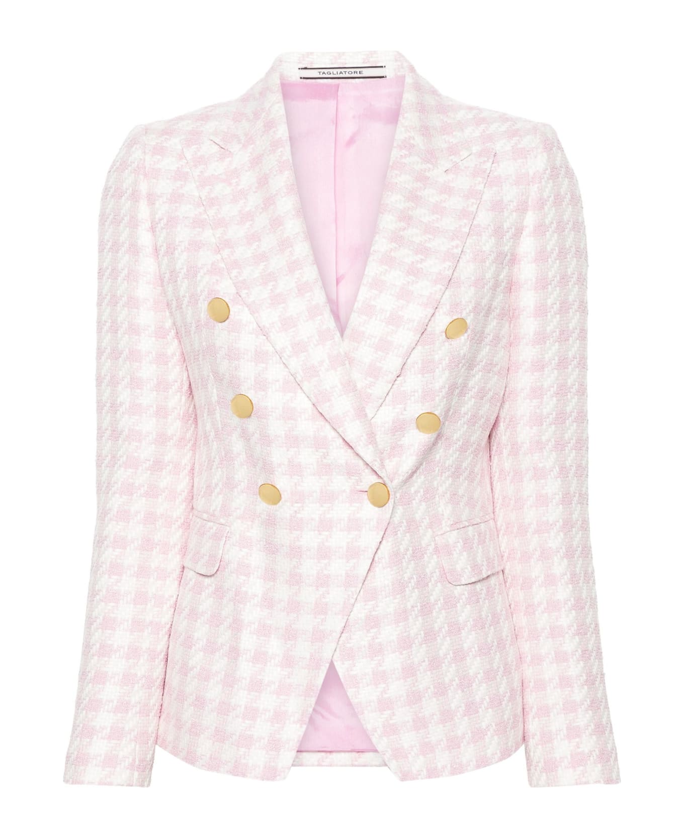 Tagliatore Pink And White Linen Blend Blazer - Pink