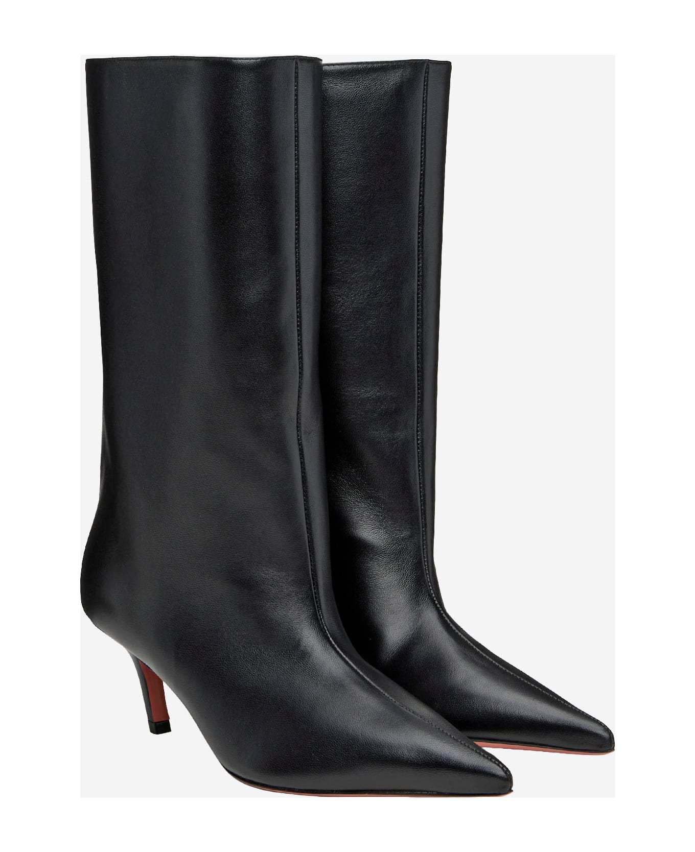 Amina Muaddi Fiona Nappa Leather Boots - Black