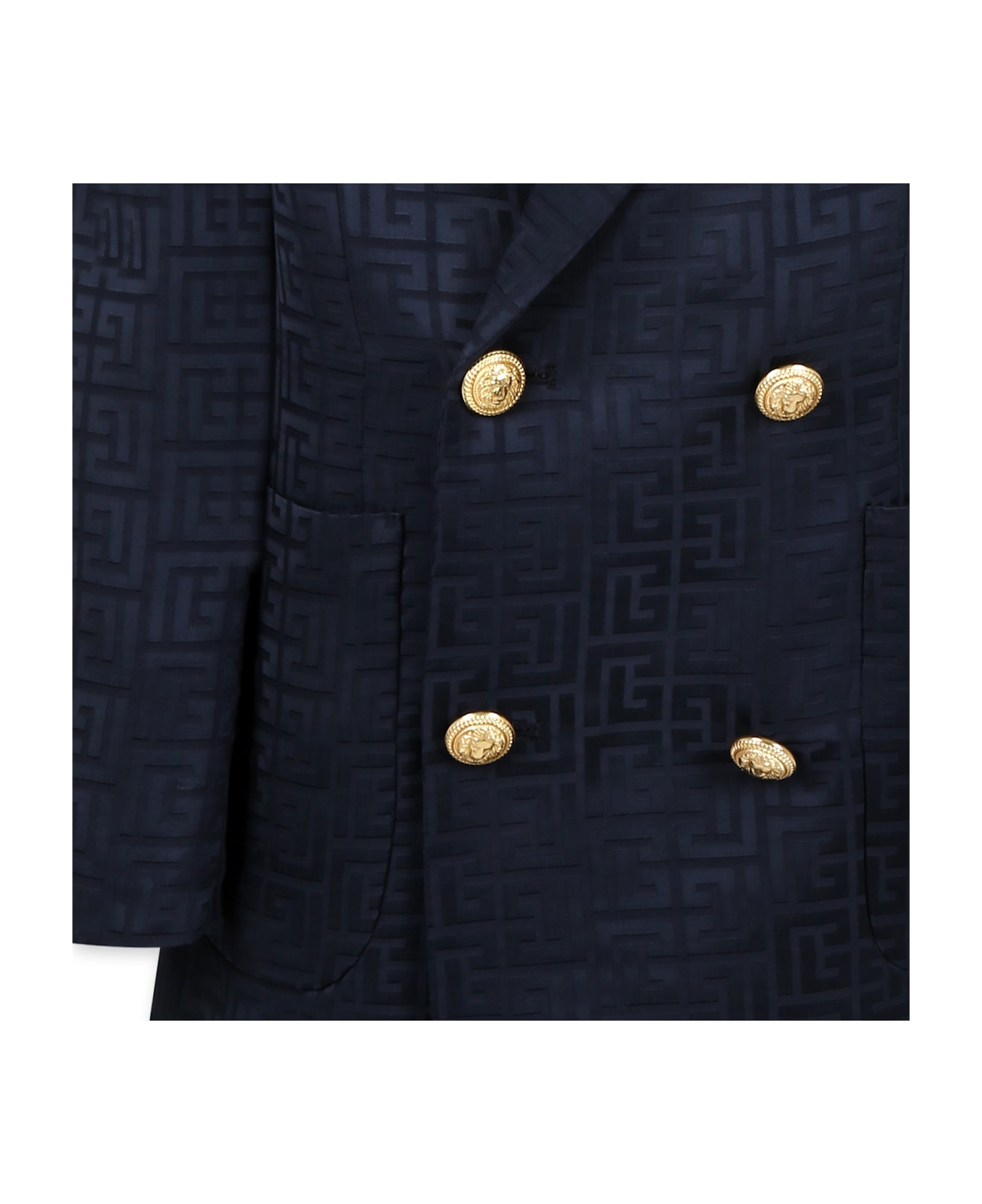 Balmain Blue Jacket For Boy With Labyrinth - Blue