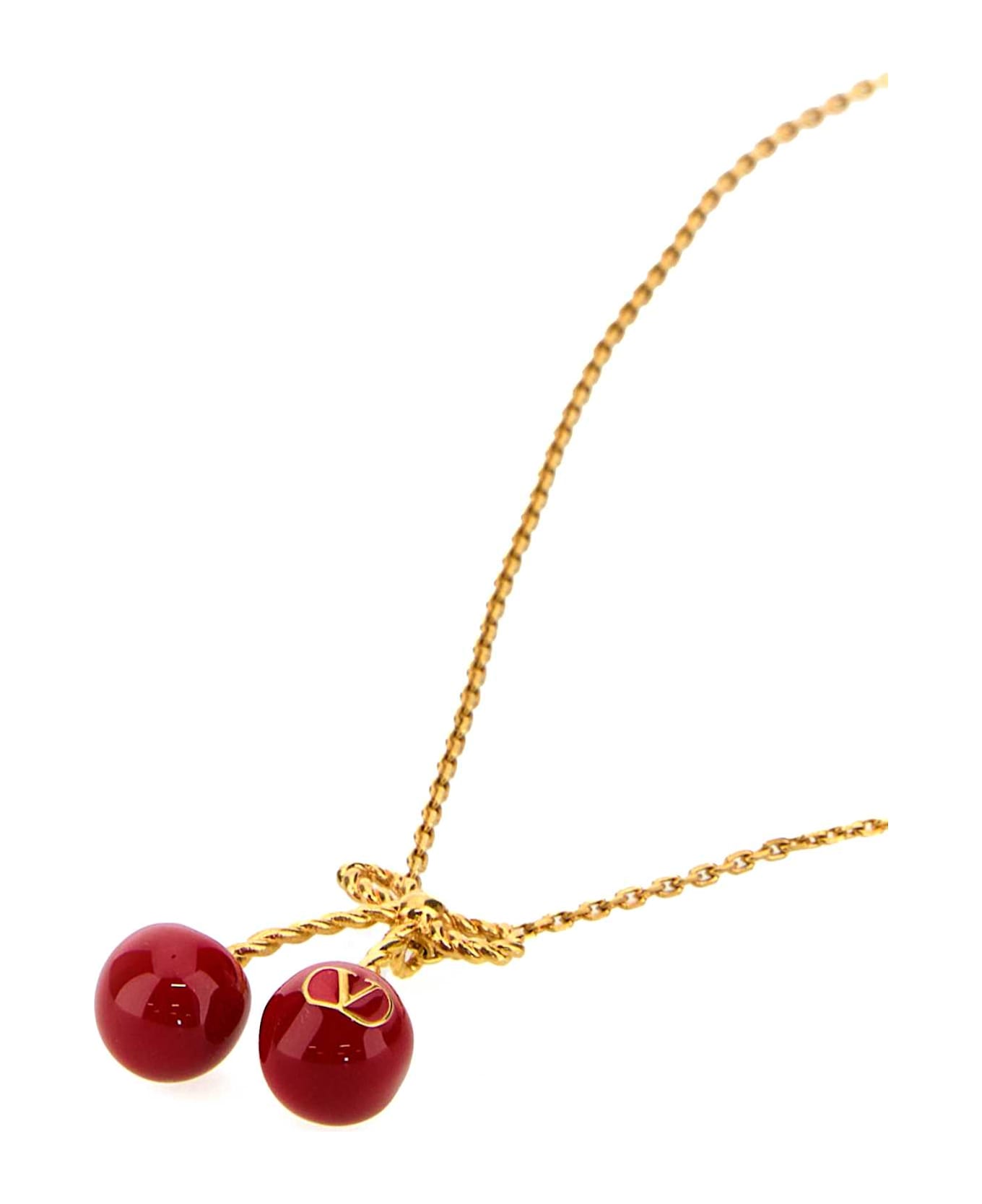 Valentino Garavani Two-tone Metal Necklace - ANTIQUEBRASSROSSO
