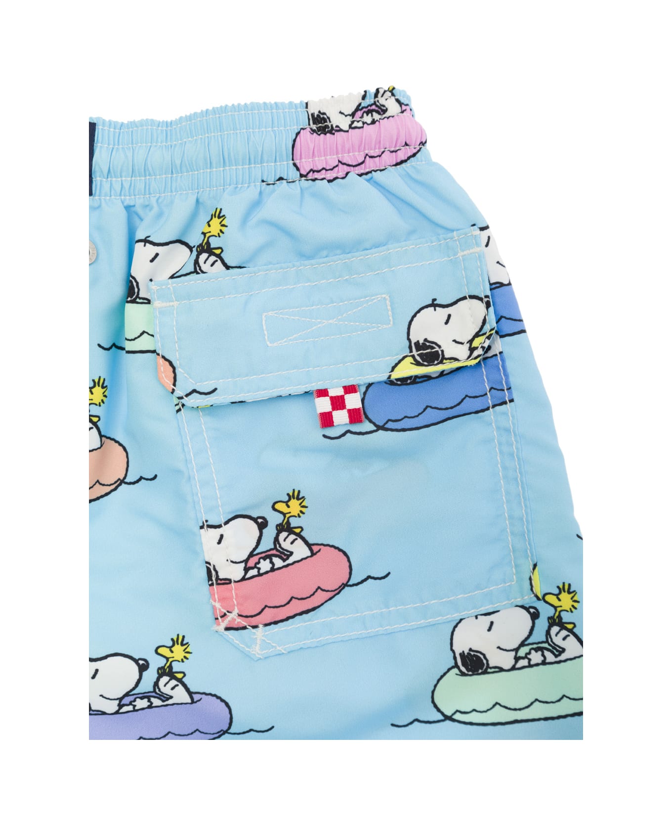 MC2 Saint Barth Multicolor Swim Shorts With All-over Snoopy Print In Fabric Baby - Light blue