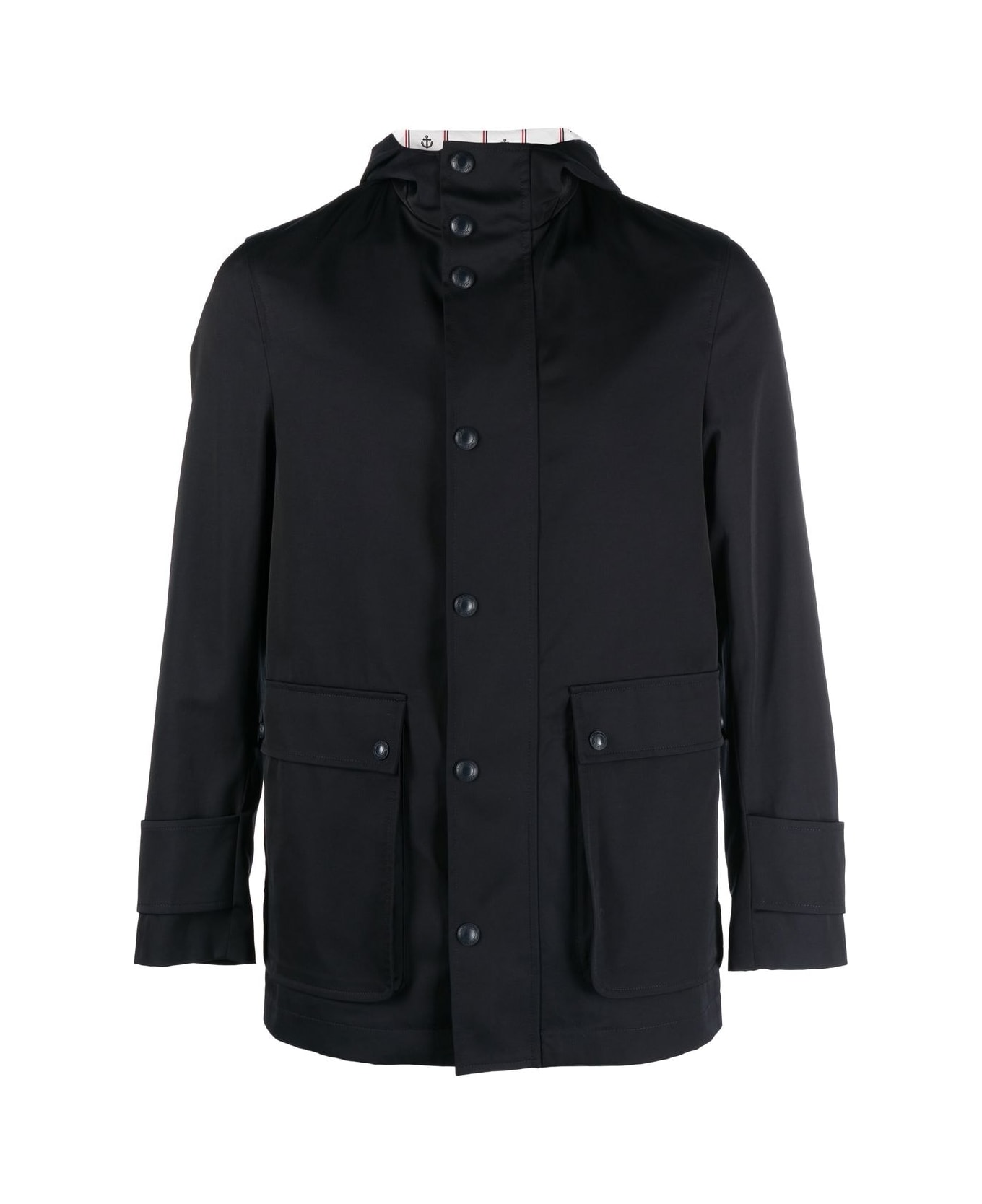 Thom Browne Simplified Snap Front Rain Parka In Nylon Tech - Navy