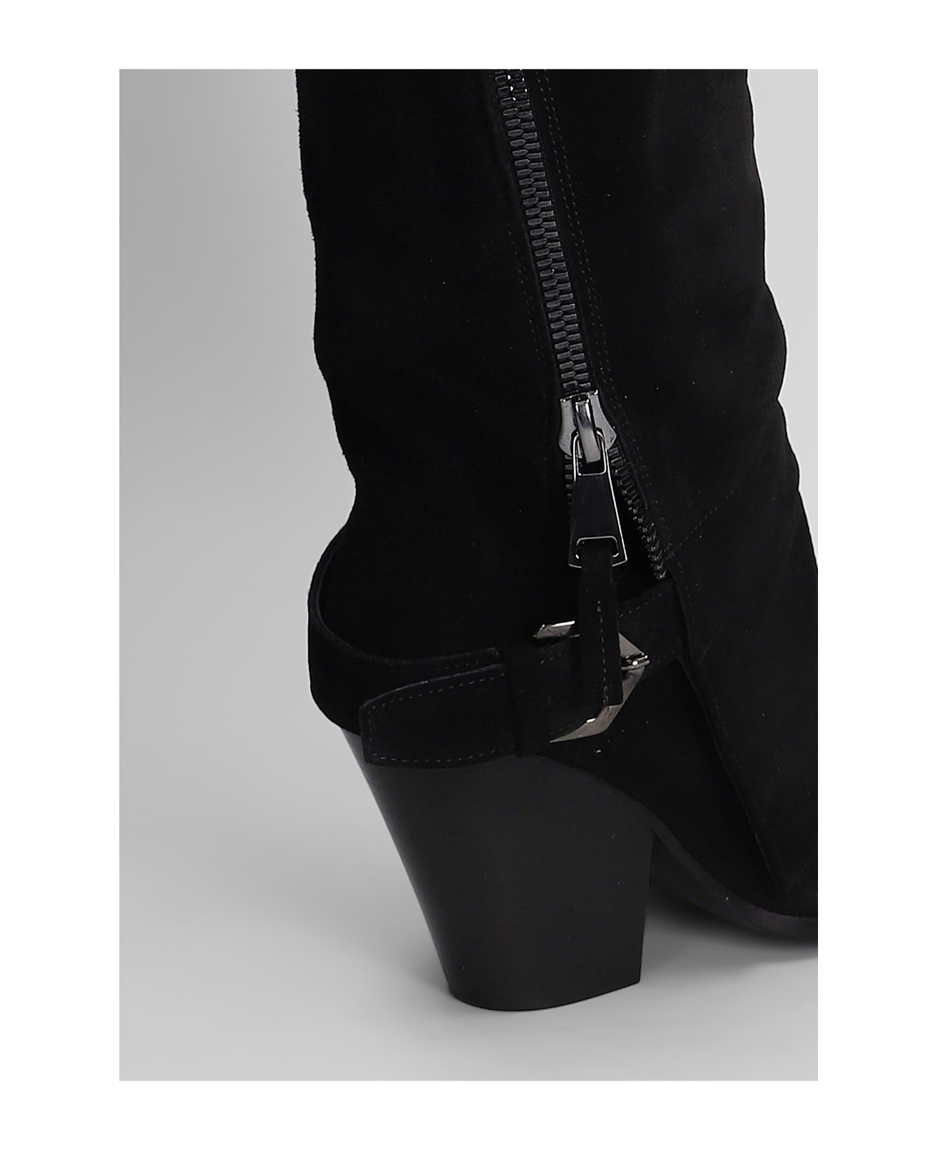 Elena Iachi Texan Boots In Black Suede - black
