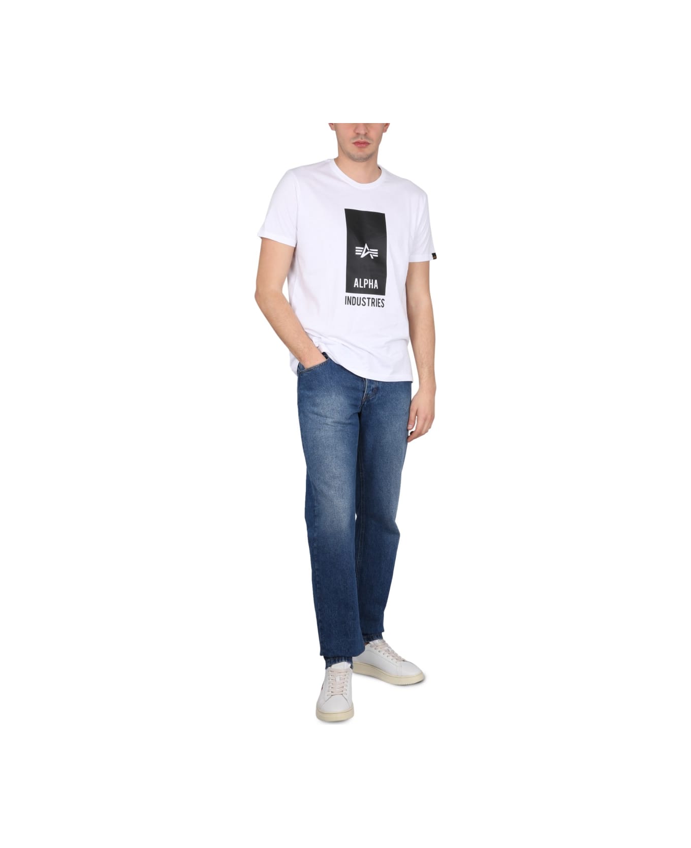 Alpha Industries Logo Print T-shirt - WHITE