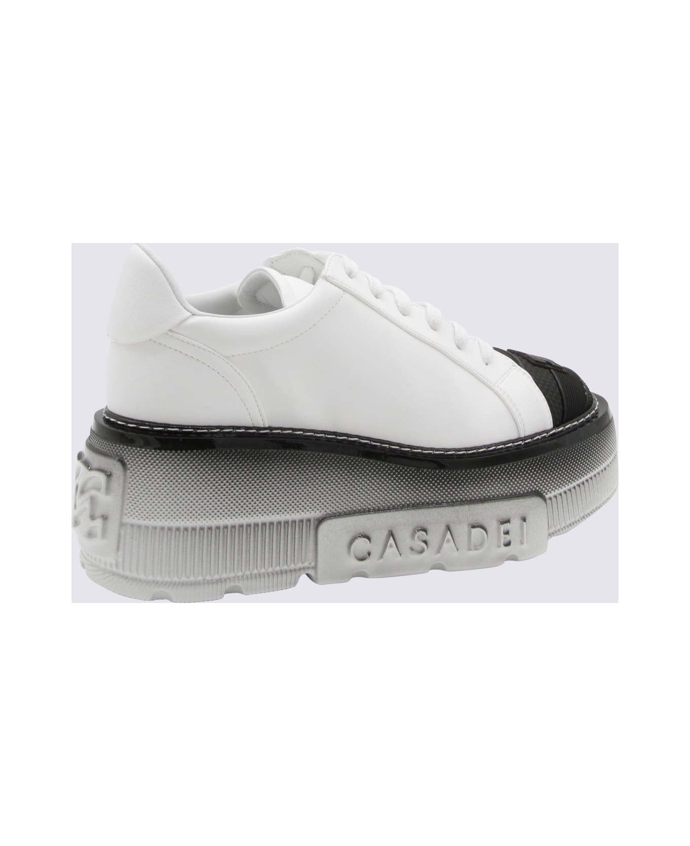 Casadei White And Black Leather Sneakers - White ウェッジシューズ