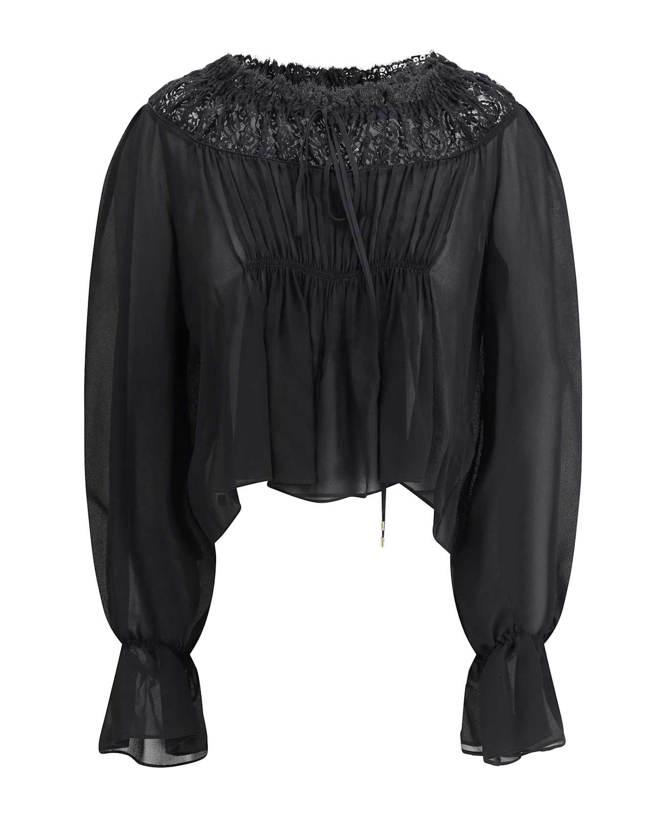 Chloé Silk Georgette And Lace Top