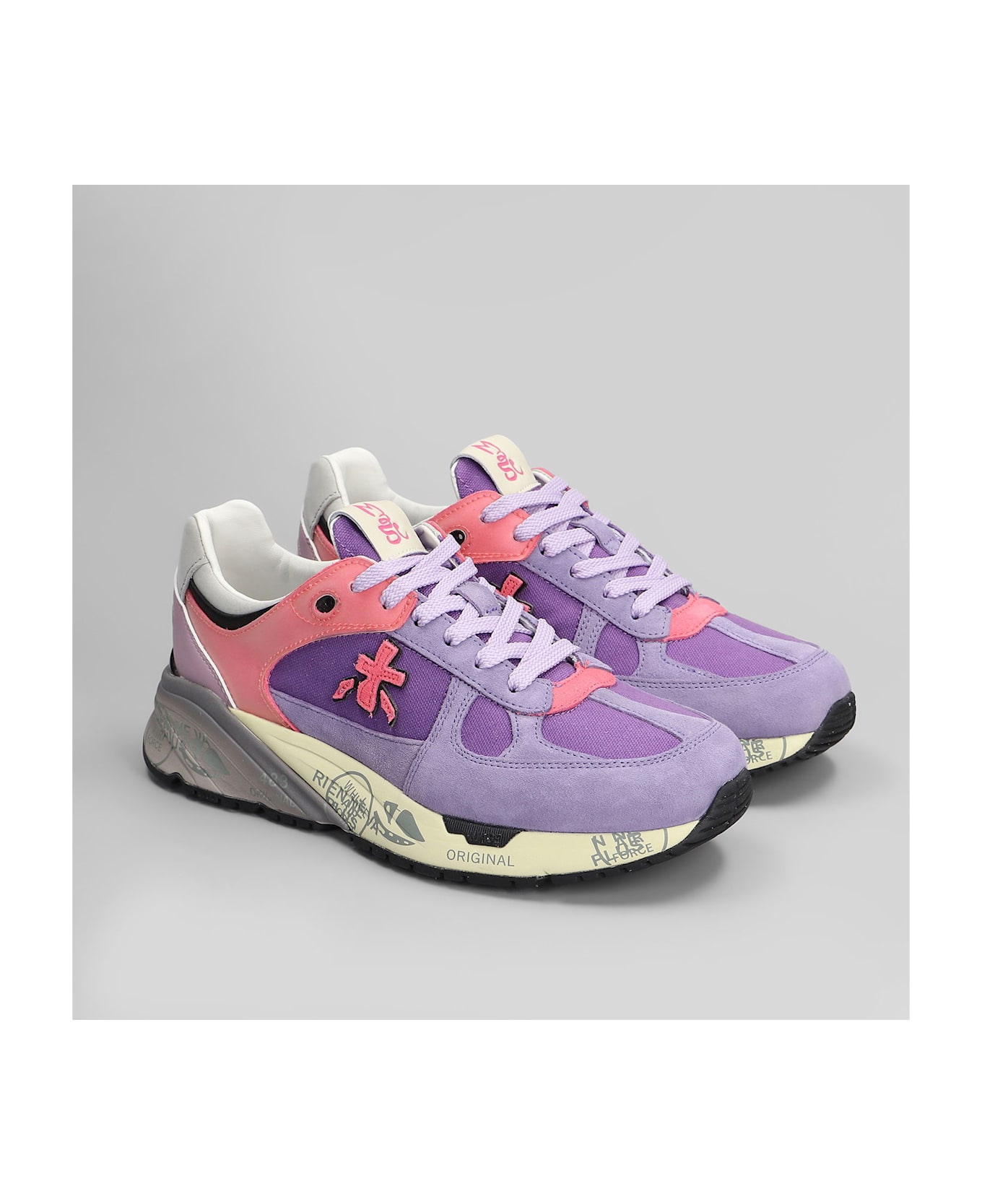 Premiata Mase Sneakers In Viola Suede And Fabric - Viola
