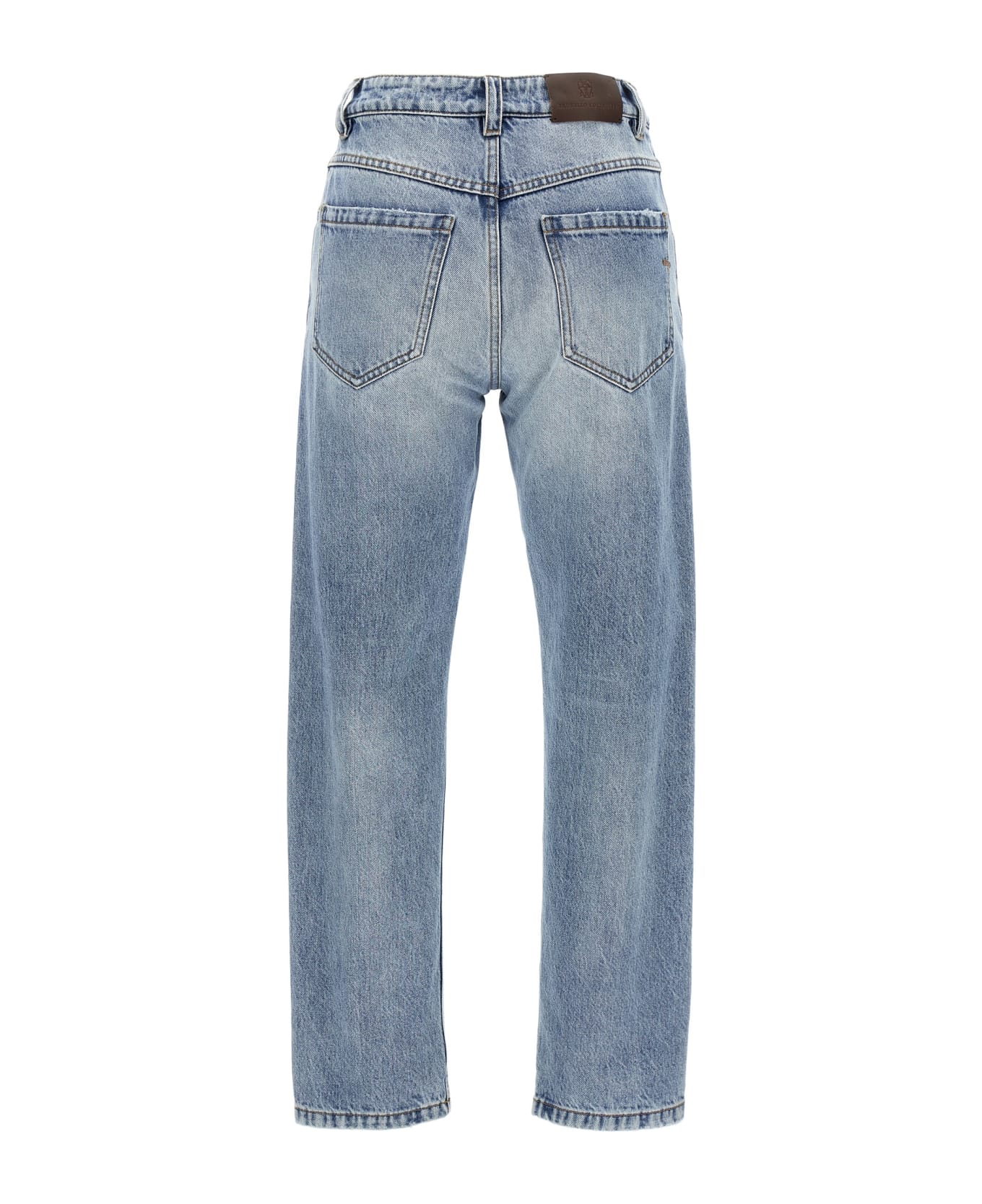 Brunello Cucinelli 'straight Leg Mid Rise' Jeans - Light Blue
