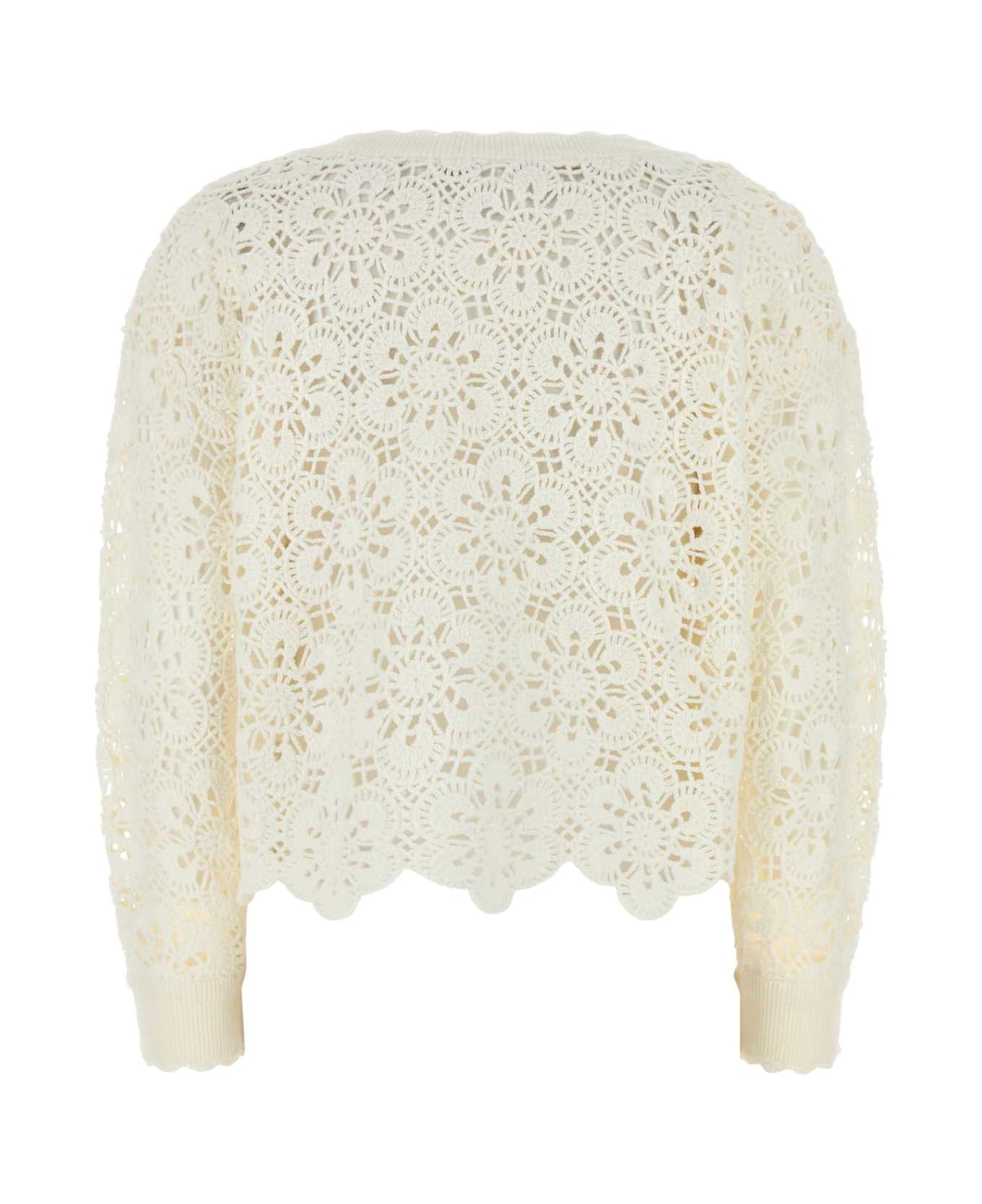 Farm Rio White Crochet Cardigan - OFFWHITE
