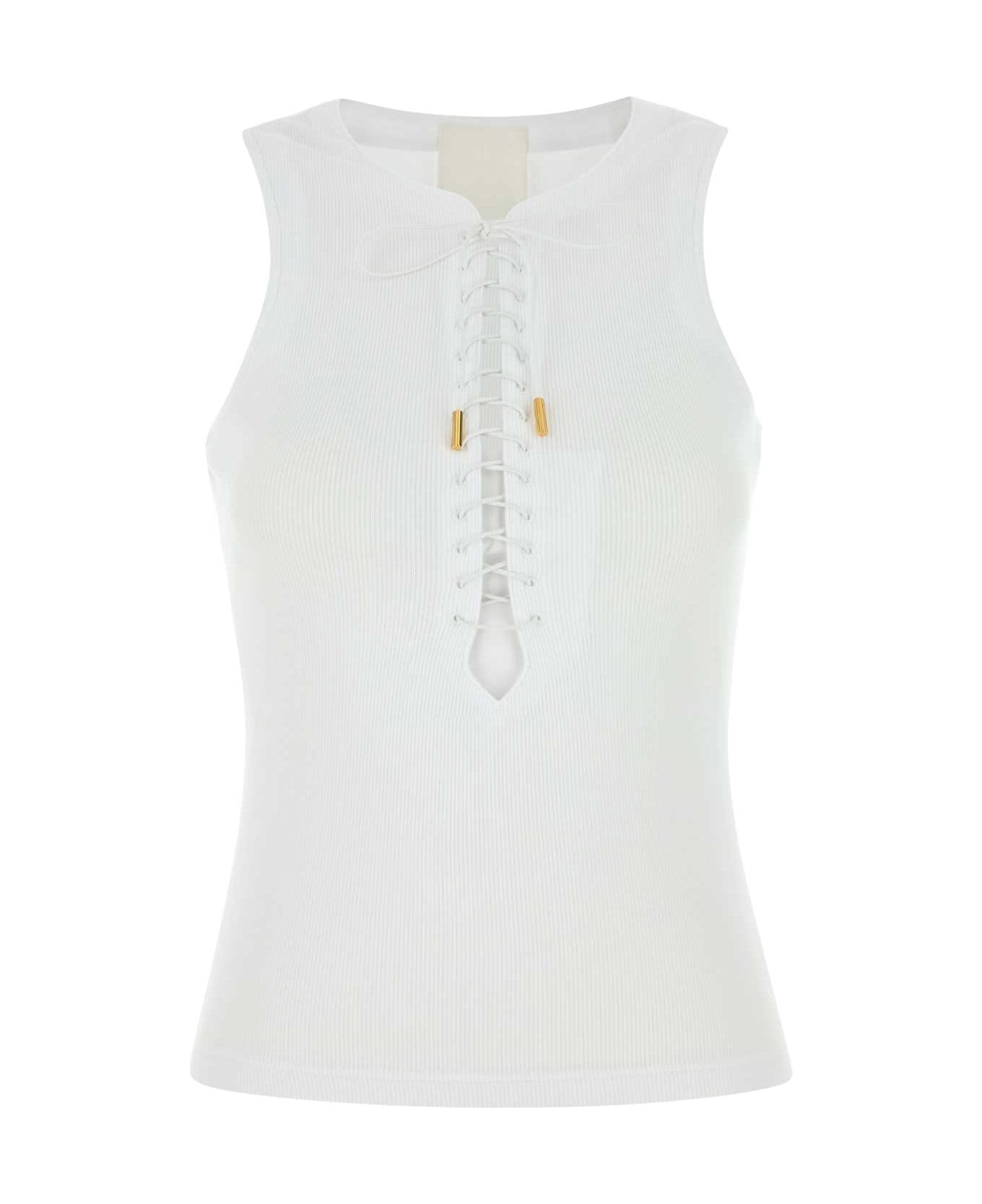 Givenchy White Stretch Cotton Tank Top - White