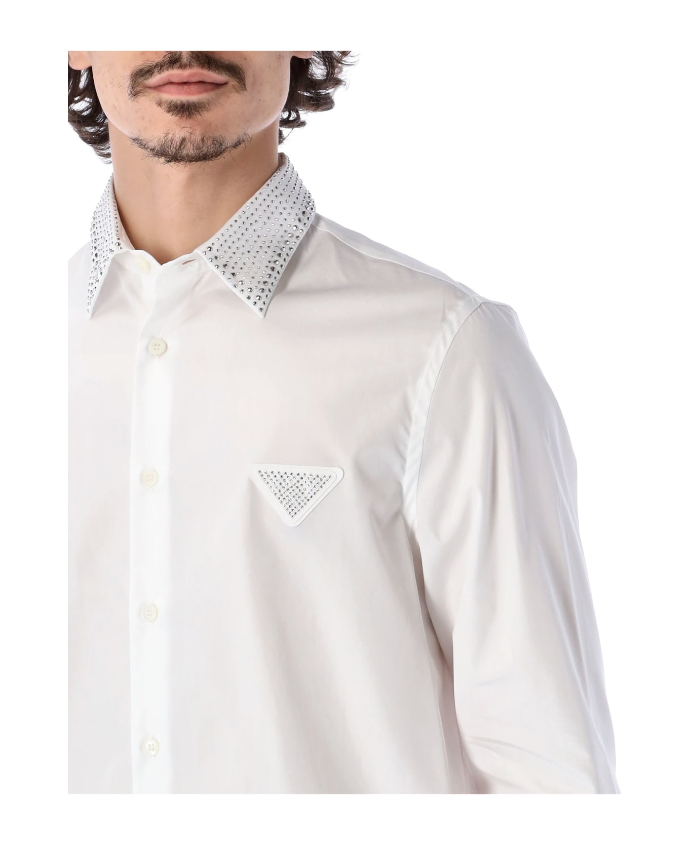 Prada Studded Cotton Shirt - Bianco