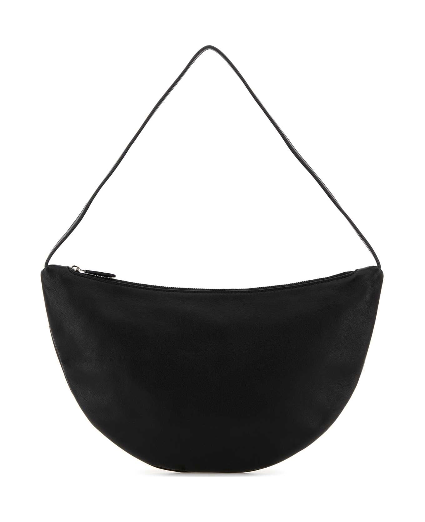 The Row Black Leather Small Izzy Shoulder Bag - BLACKANS