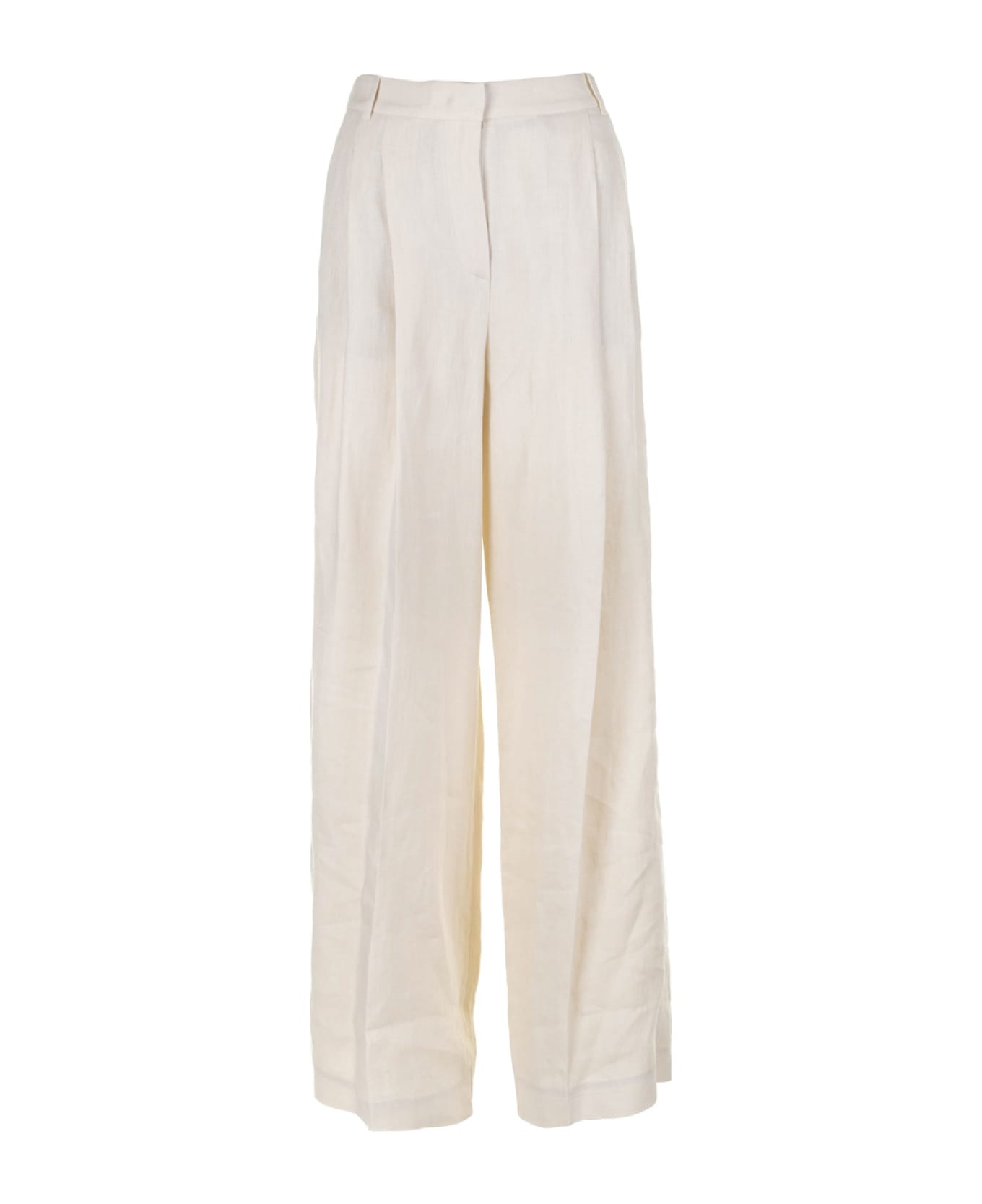 Eleventy High-waisted Linen Trousers - SABBIA