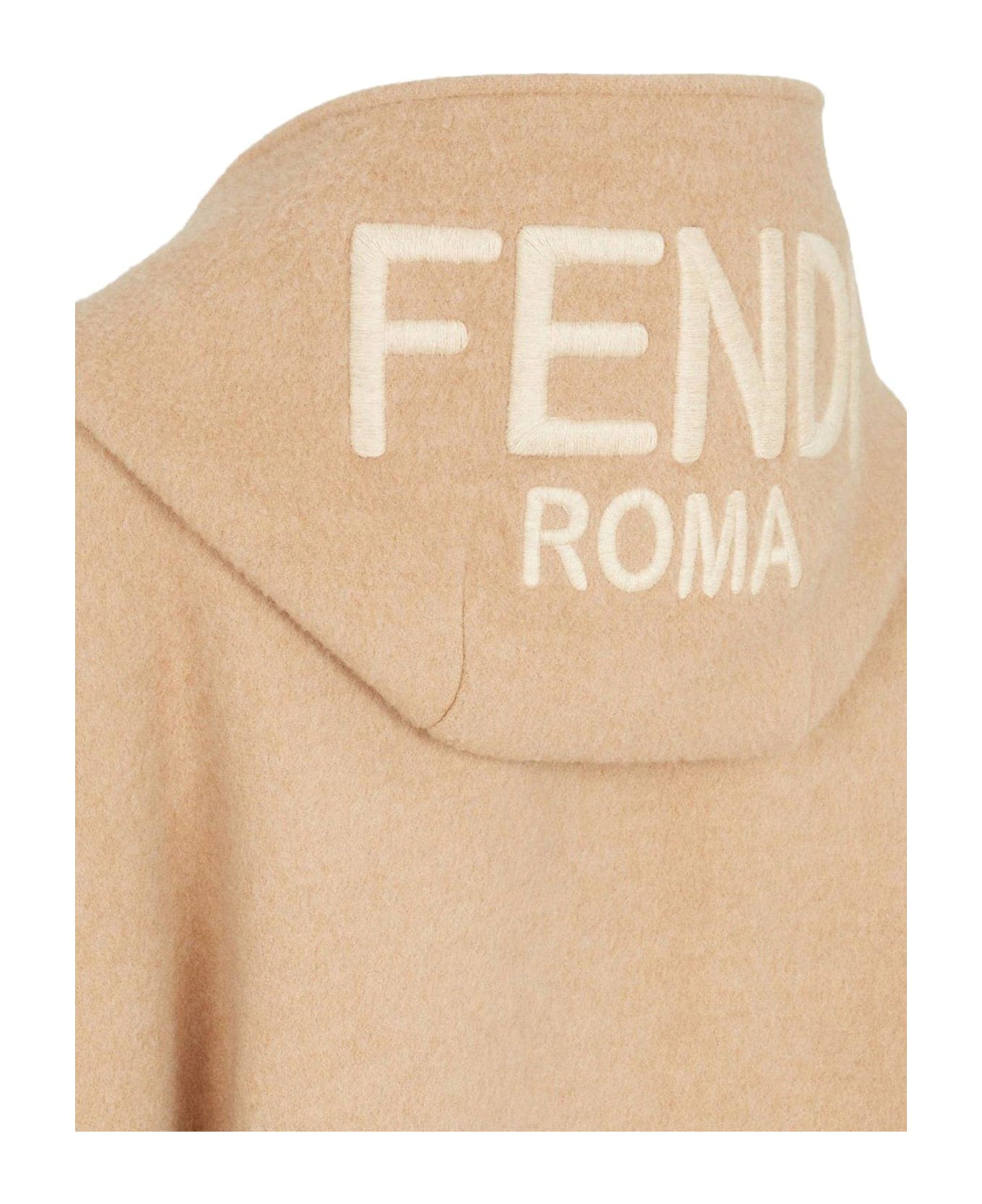 Fendi Logo Embroidered Cape Jacket - Miele Dark