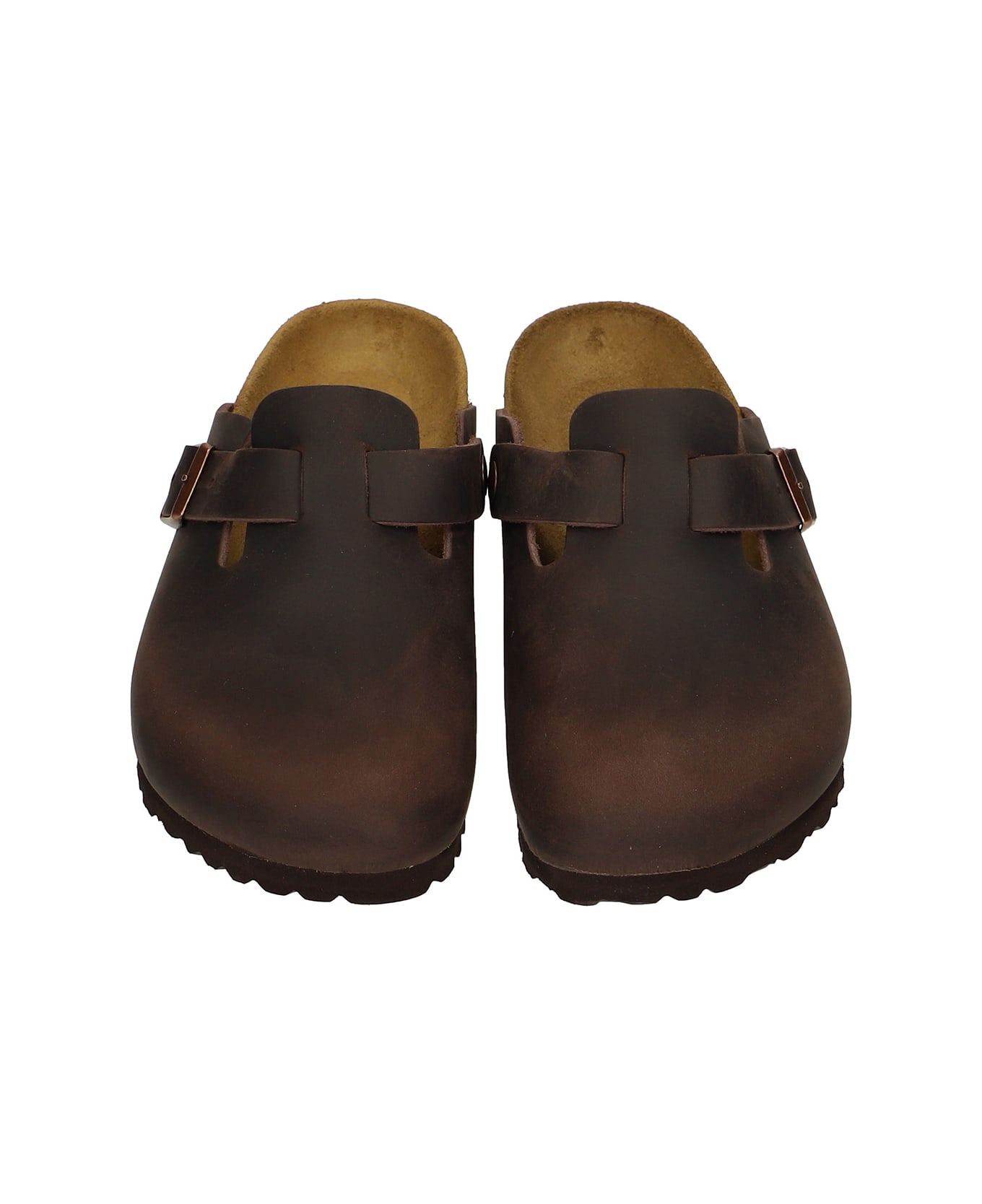 Birkenstock Boston Habana Flats In Brown Nubuck - Habana