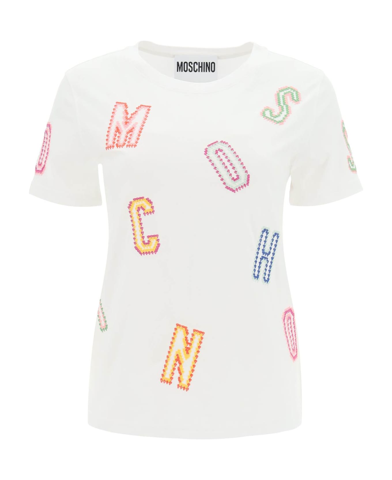 Moschino Embroidered T-shirt - FANTASIA BIANCO (White)