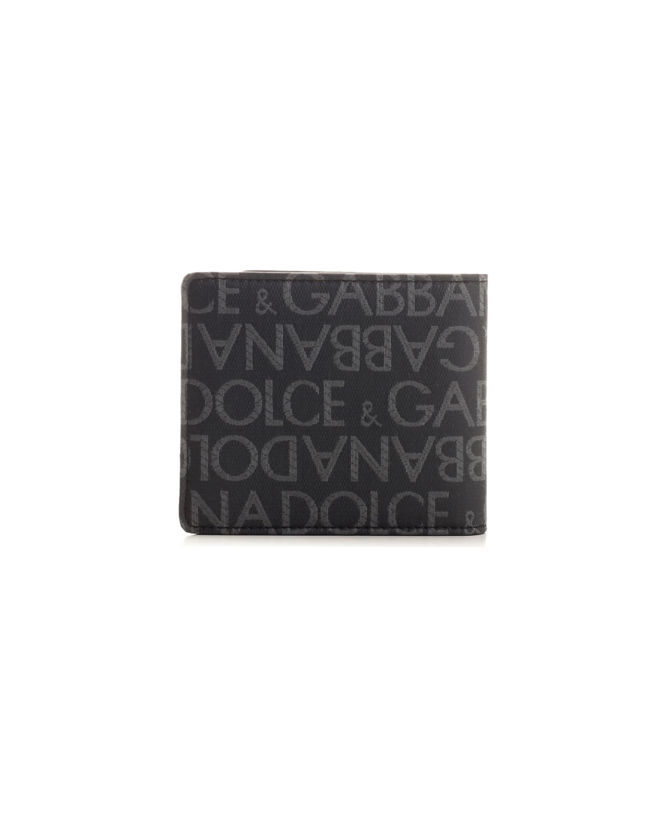 Dolce & Gabbana Bifold Wallet With All Over Logo - Black/grey