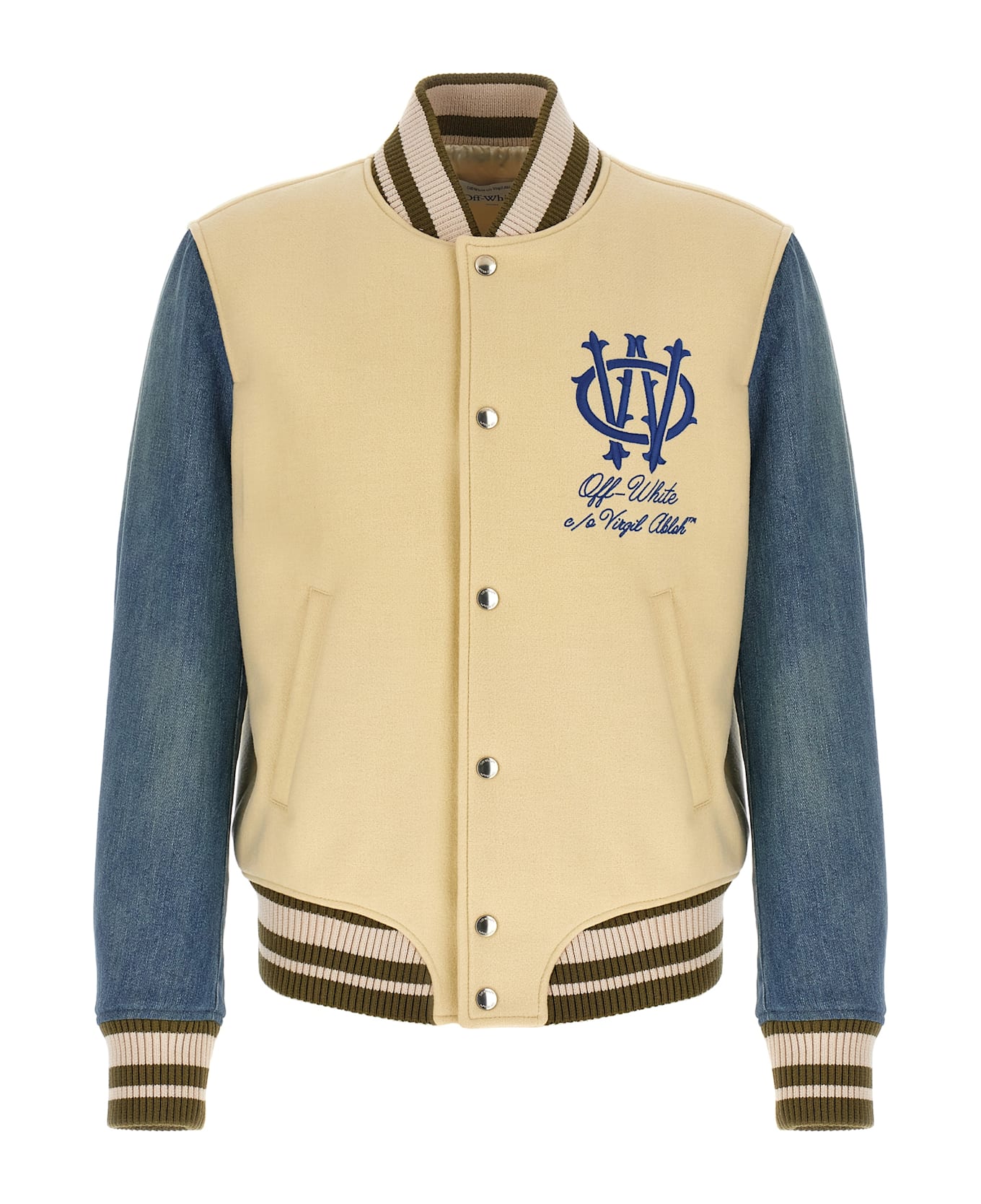 Off-White 'gothic Wool Denim Varsity' Bomber Jacket - Multicolor