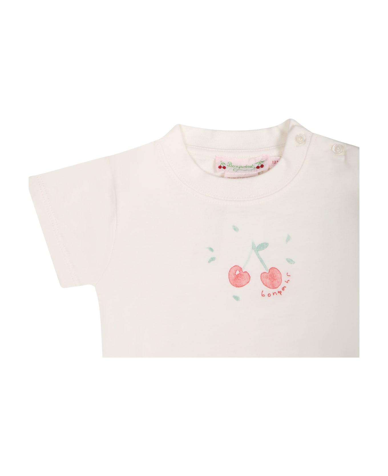 Bonpoint White Casual Dress For Girl With Cherries - White ウェア