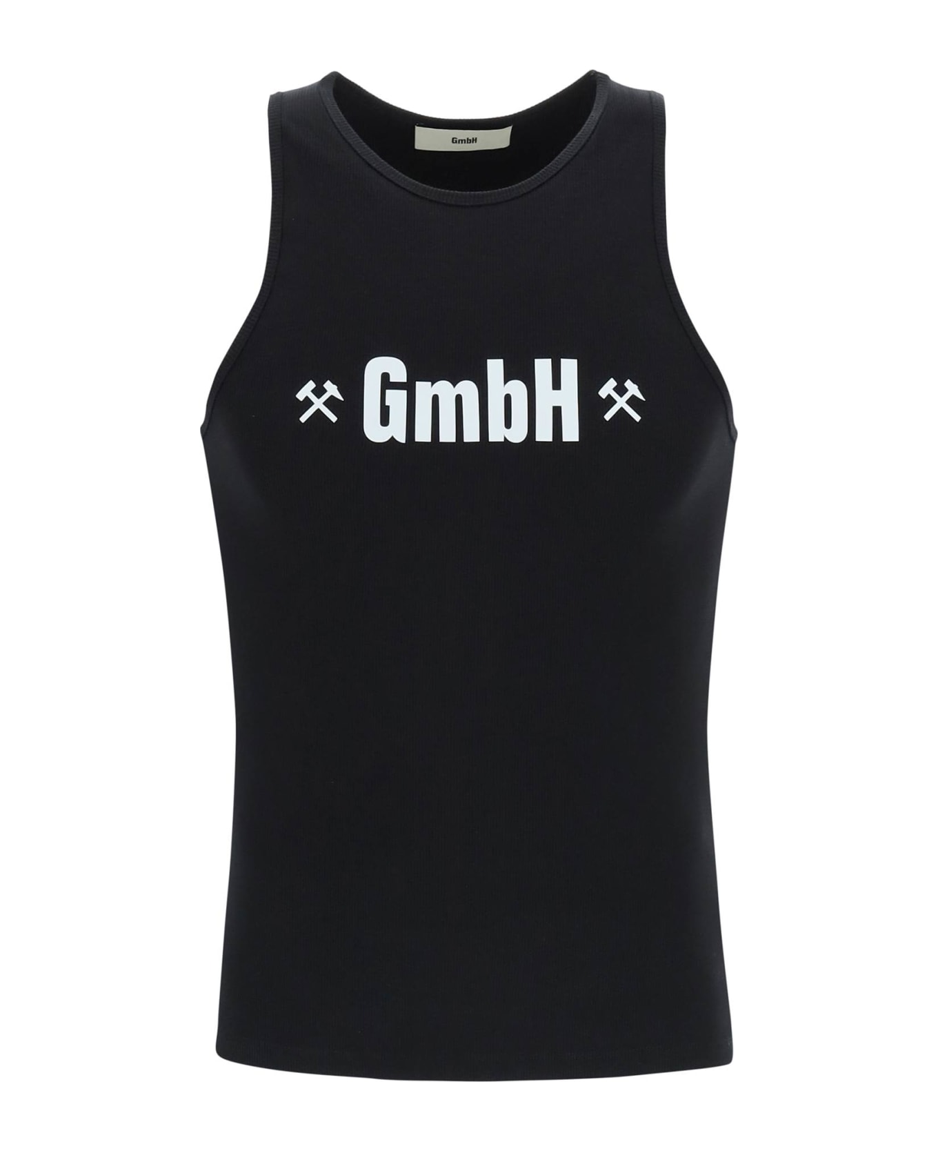 GMBH Logo Print Ribbed Tank Top - BLACK (Black)