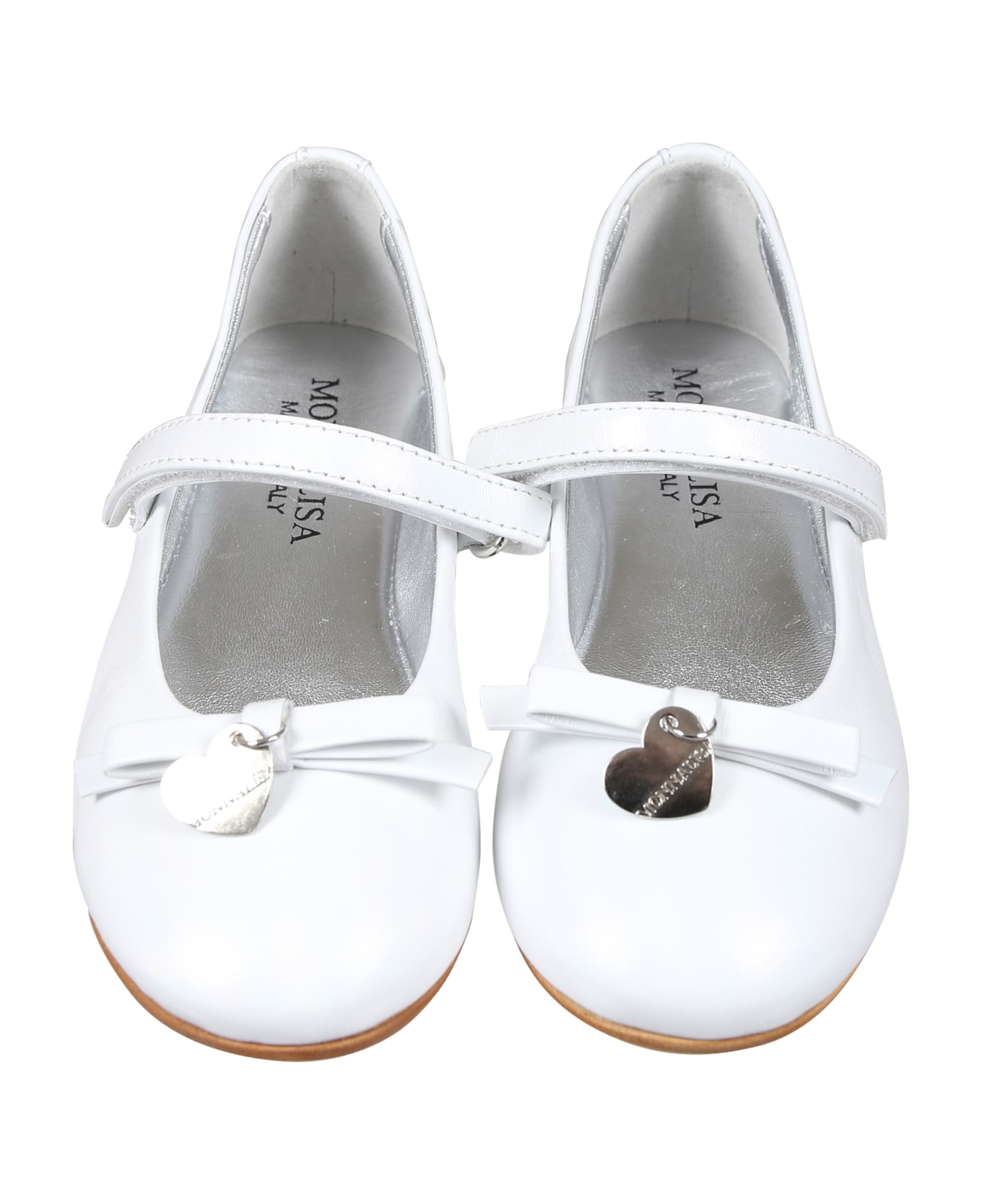Monnalisa White Ballet Flat For Girl With Bow - White