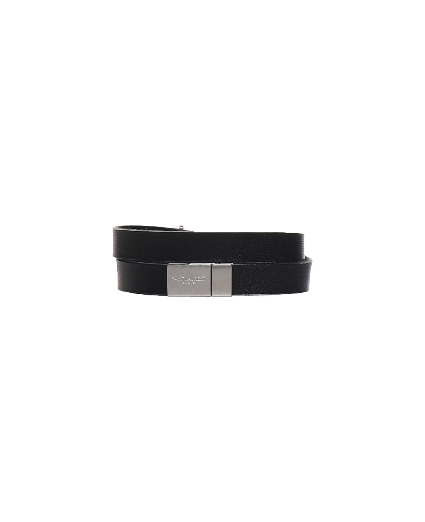 Saint Laurent Double Wrap Logo Bracelet - Black