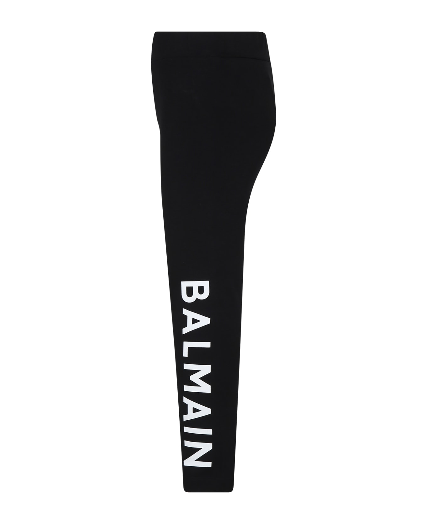 Balmain Black Leggings For Girl With Logo - Black