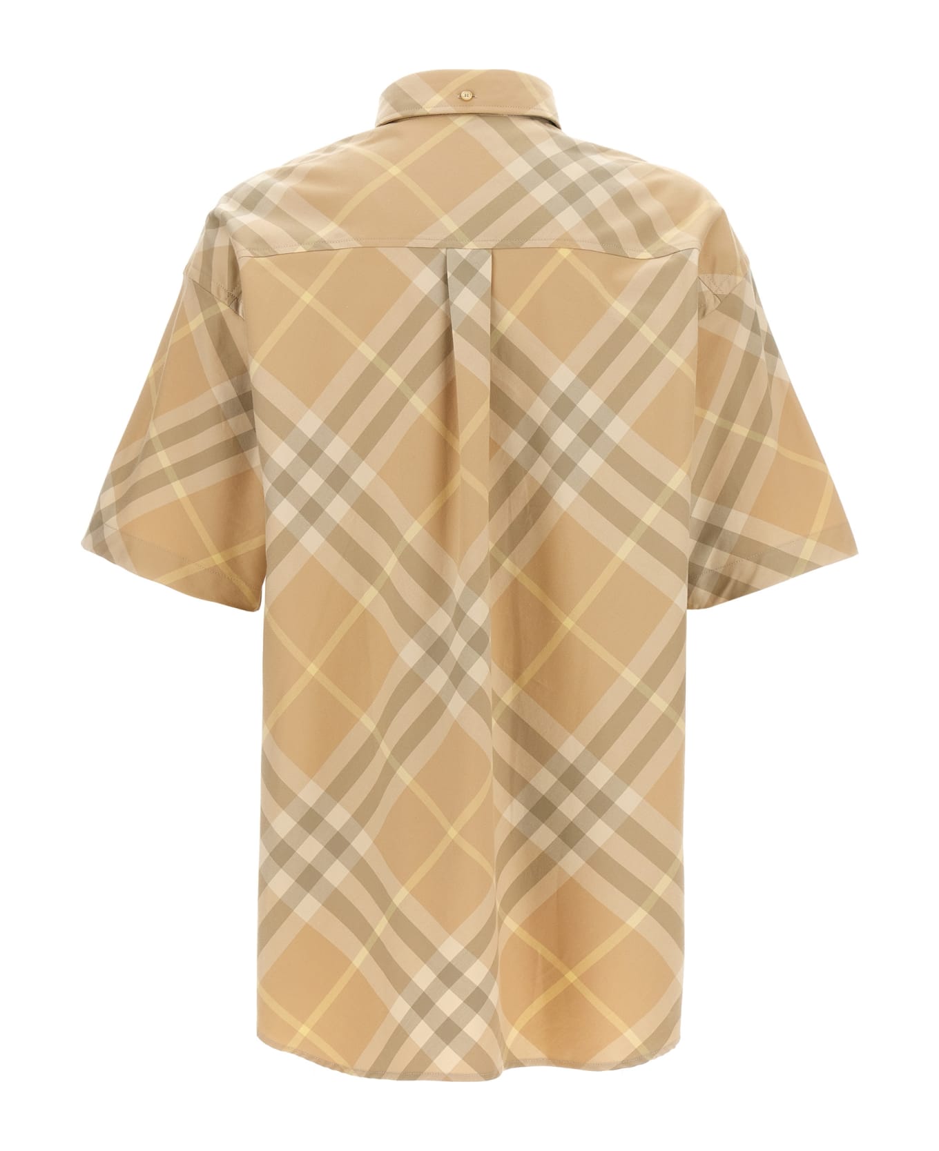 Burberry Logo Embroidery Check Shirt - Beige