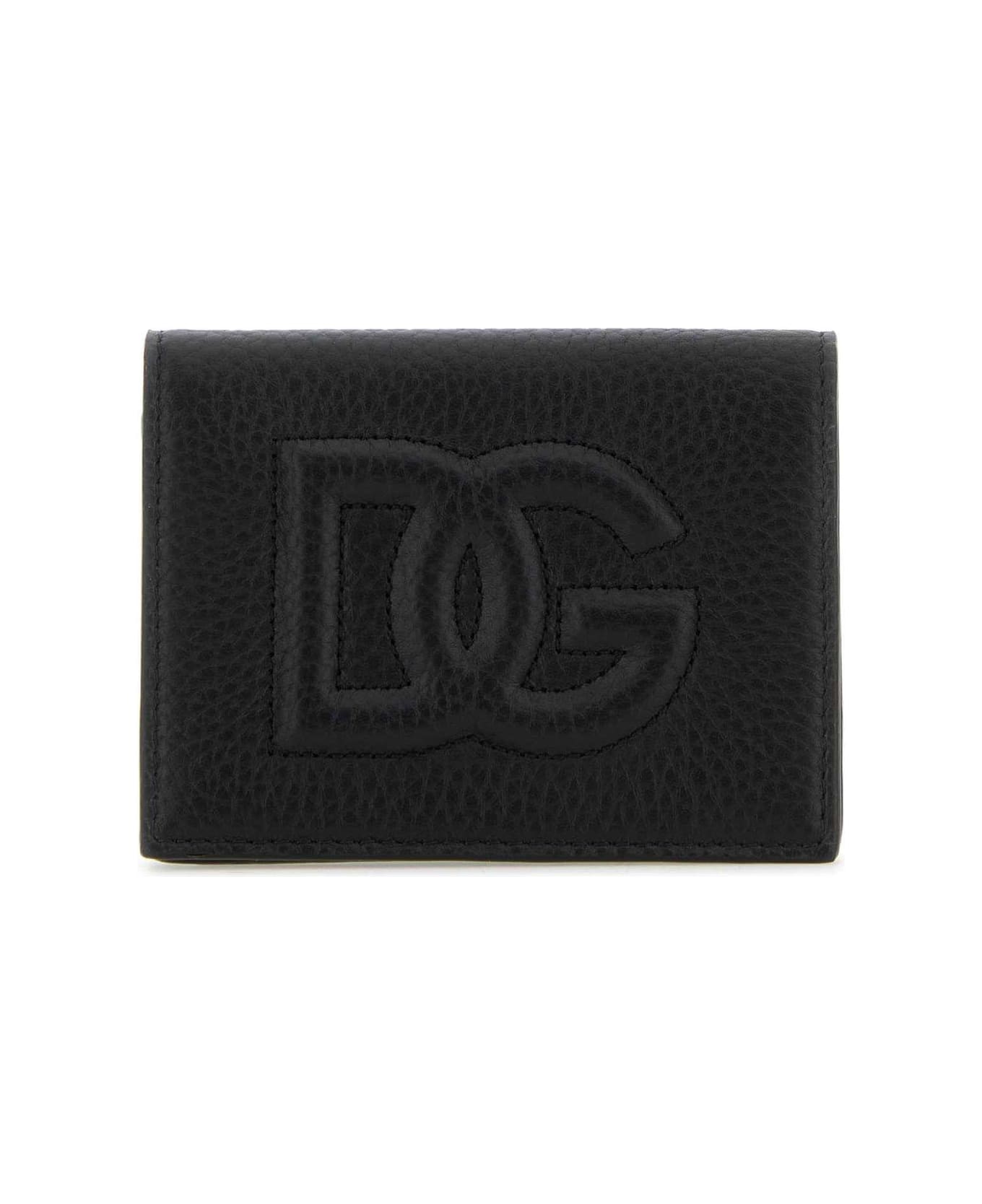 Dolce & Gabbana Logo Embossed Foldover Top Wallet - NERO (Black)